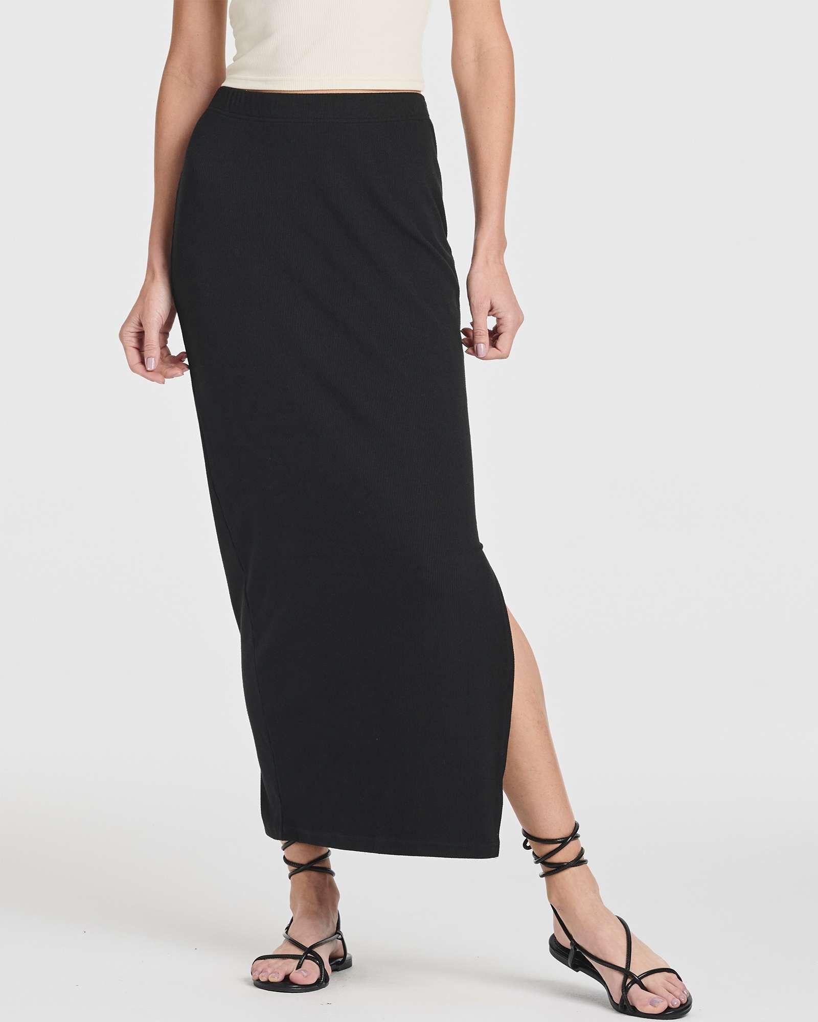 3 Pack: Women's Ribbed High Waisted Maxi Skirt
