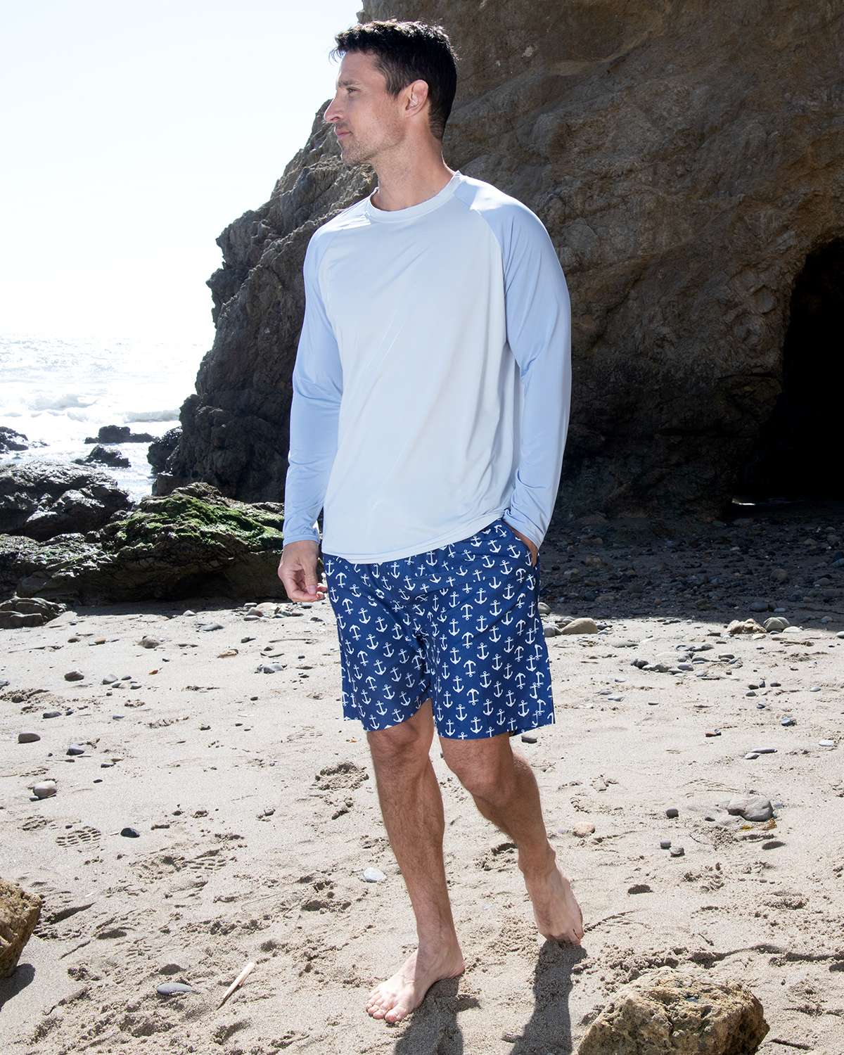 4 Pack: Men's Long Sleeve Rash Guard Shirt (Available In Big & Tall)