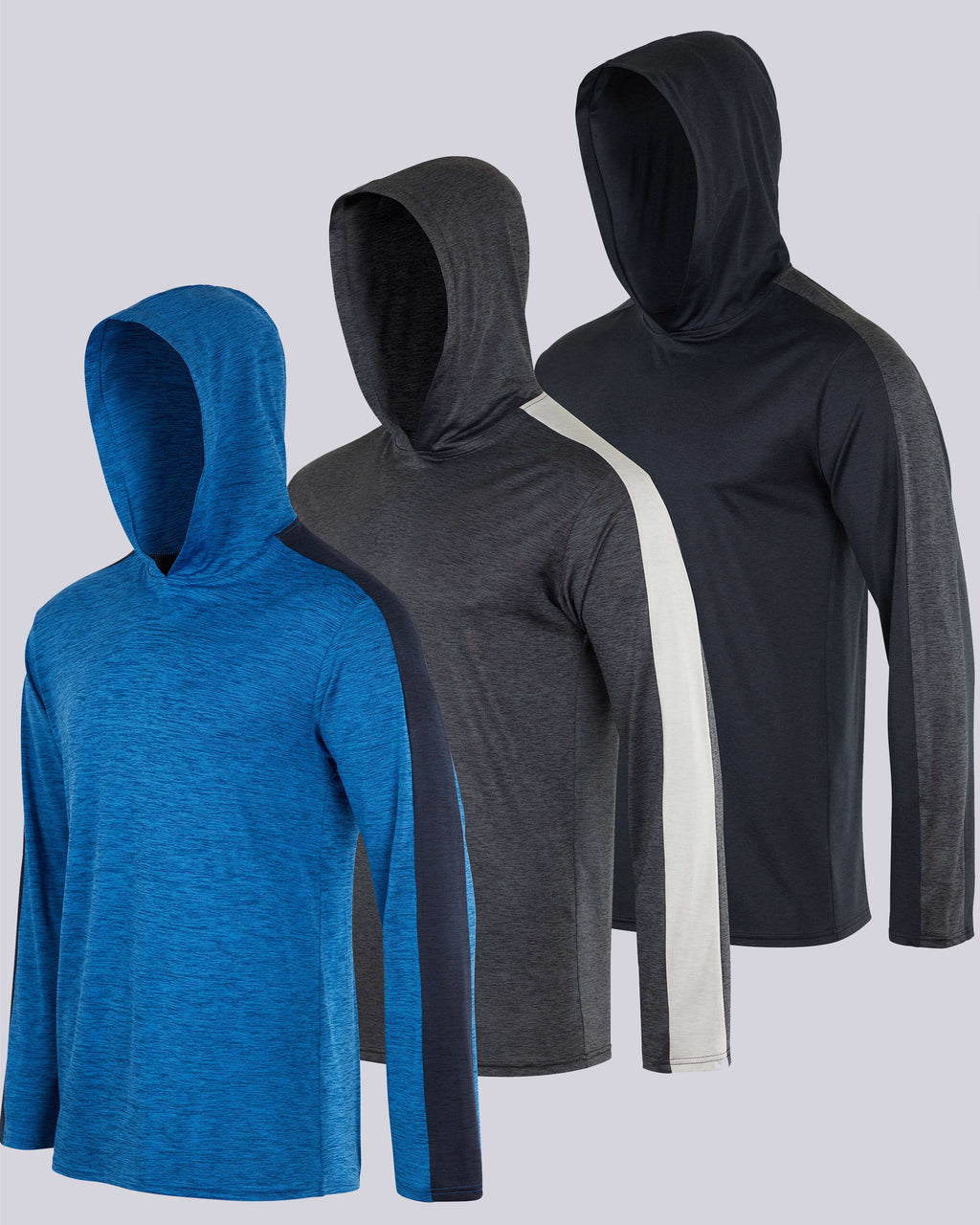 3 Pack: Mens Dry Fit Active Hoodie Pullover Sweatshirt