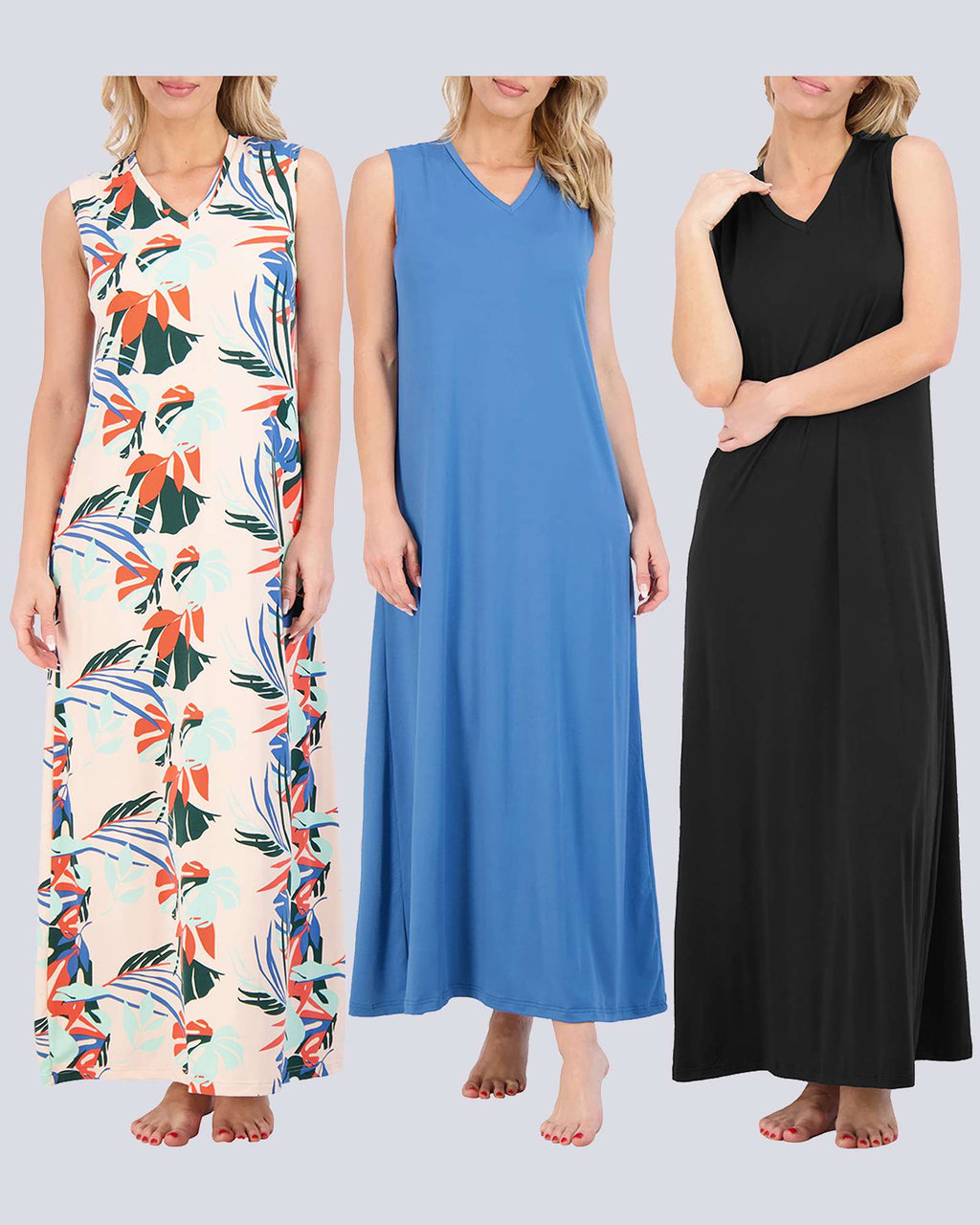 3 Pack: Women's Soft Tank Nightgown (Available in Plus Size)