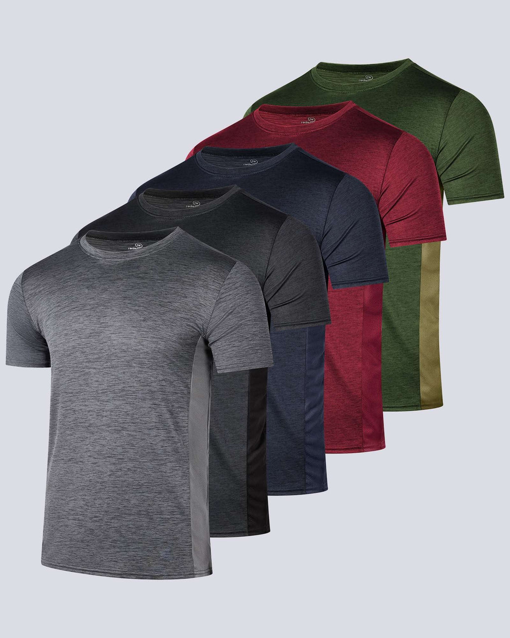 5 Pack: Mens Dry-Fit Active Crew Neck T-Shirt