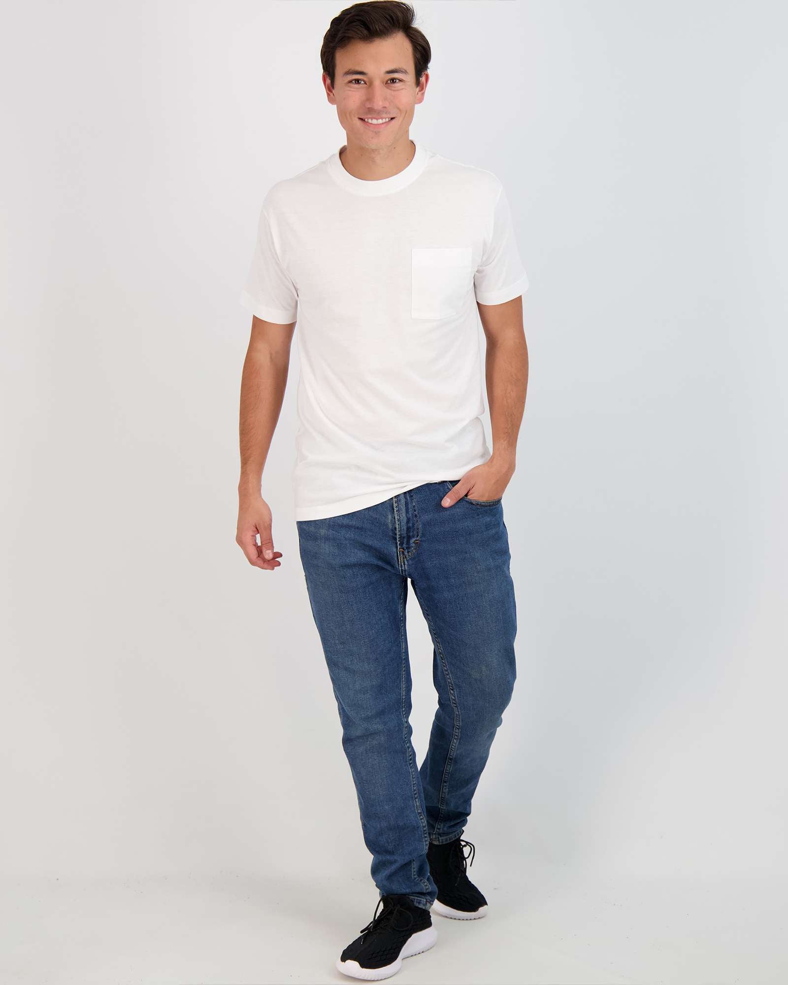 4 Pack: Mens Cotton Short Sleeve Crew Neck Pocket T-Shirt