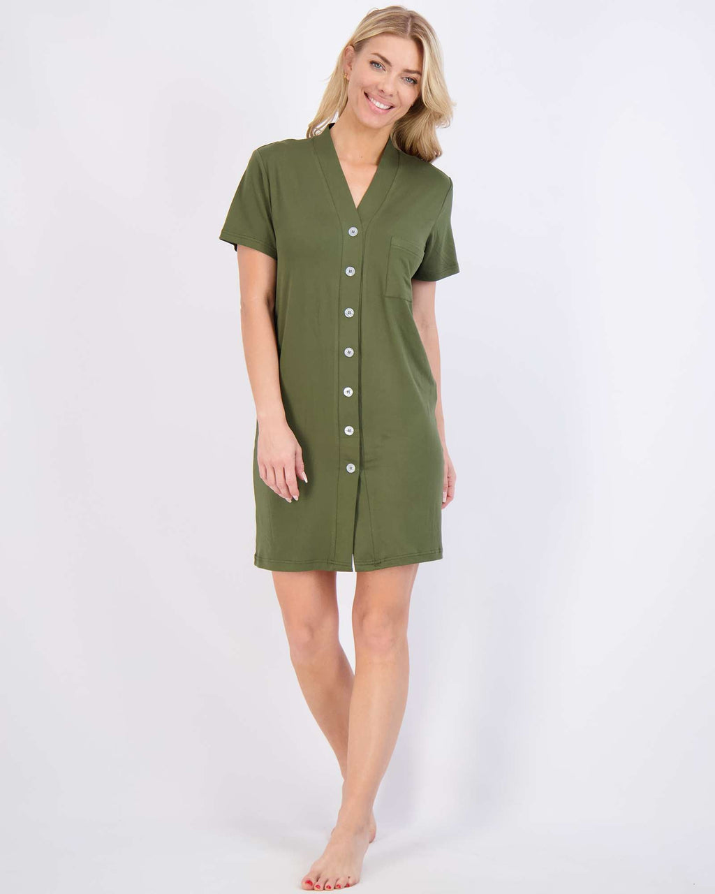 3 Pack: Women's Short Sleeve Button-Down Nightshirt