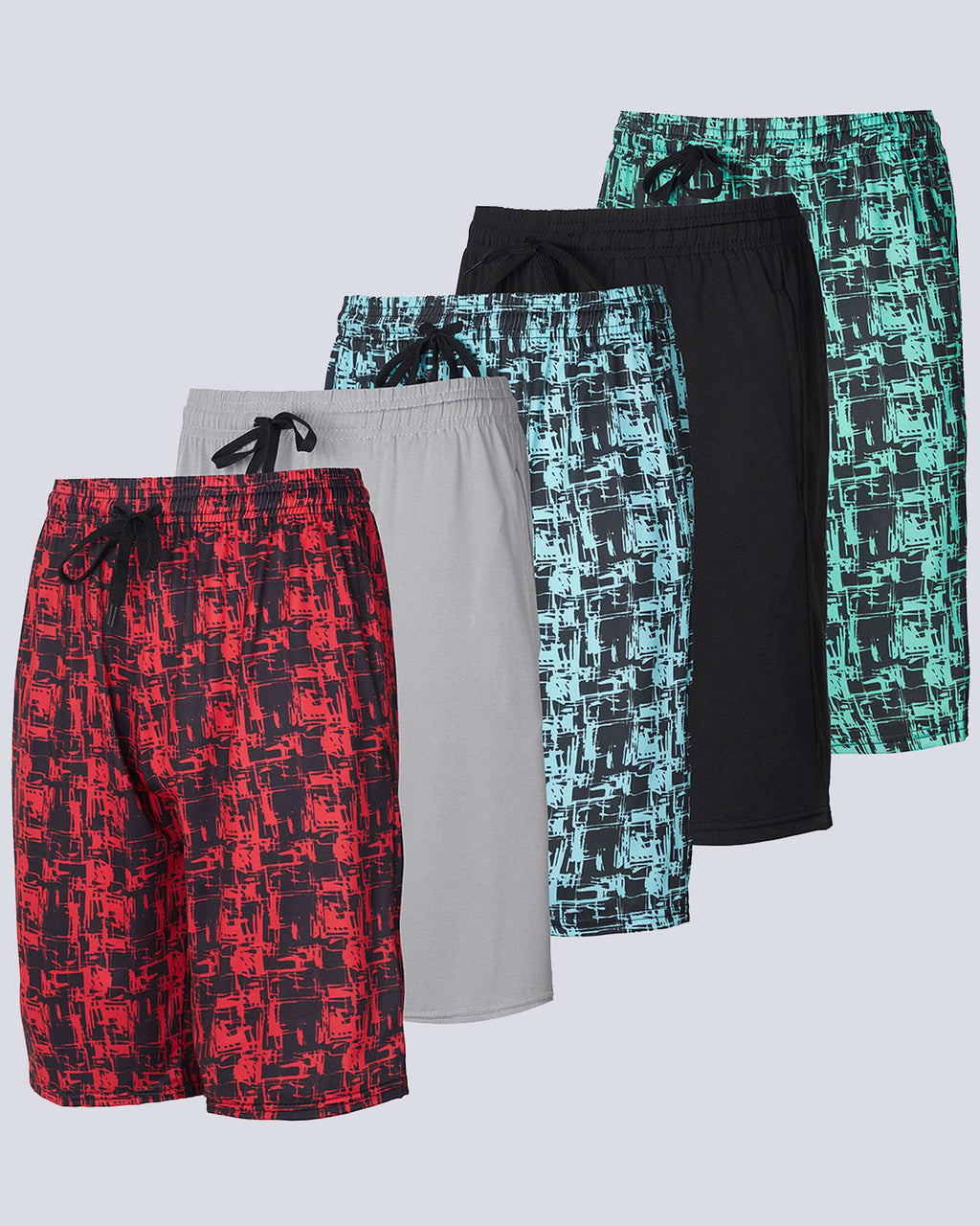 5 Pack: Boys Printed Dry Fit Active Shorts