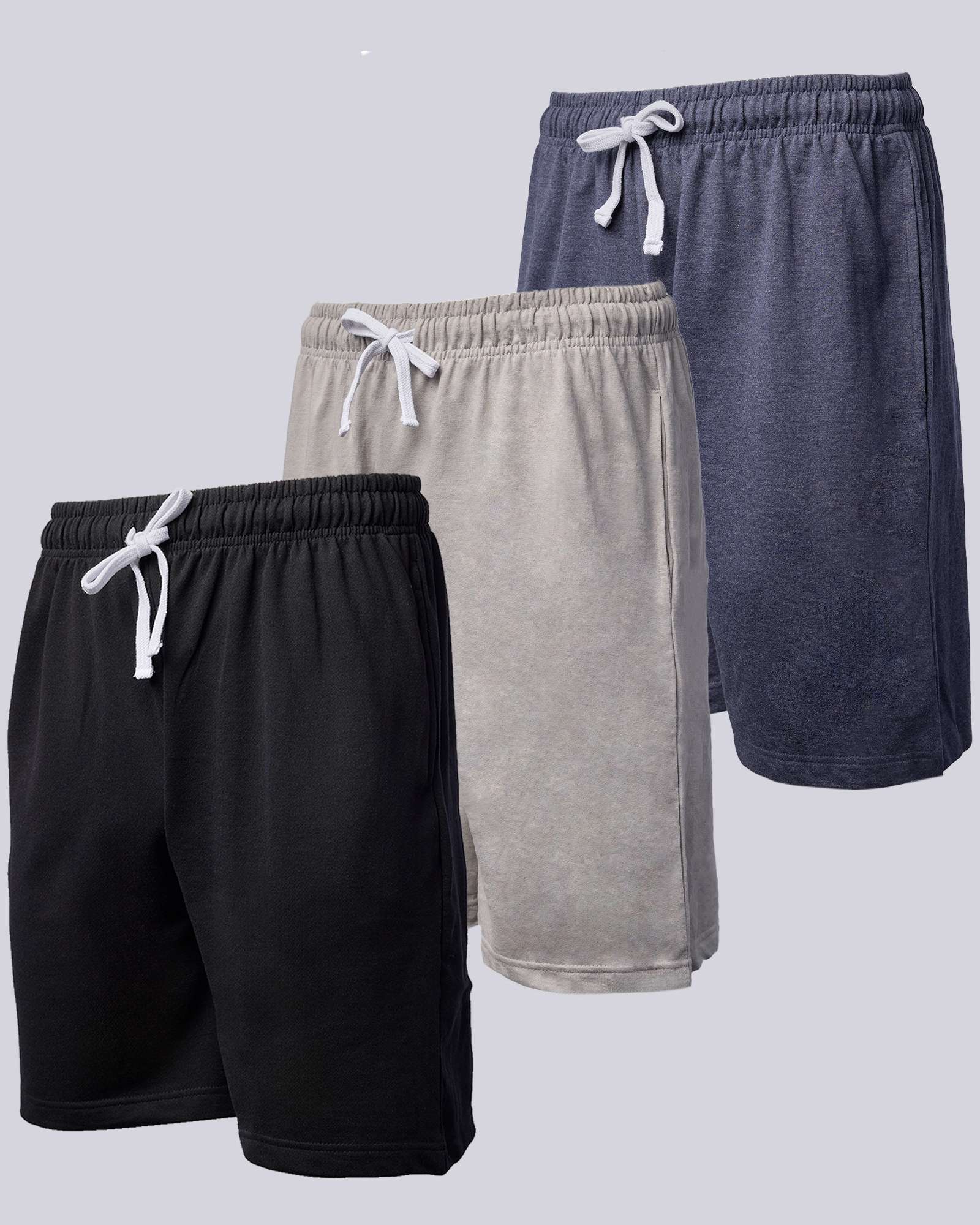 3 Pack: Mens 9" French Terry Casual Shorts