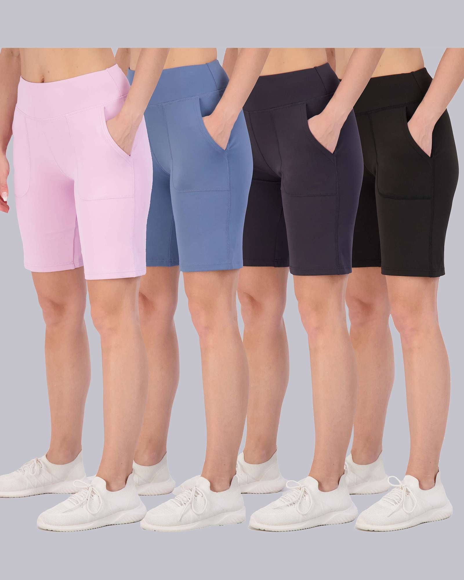 4 Pack: Women's 9" Bermuda Shorts with Pockets