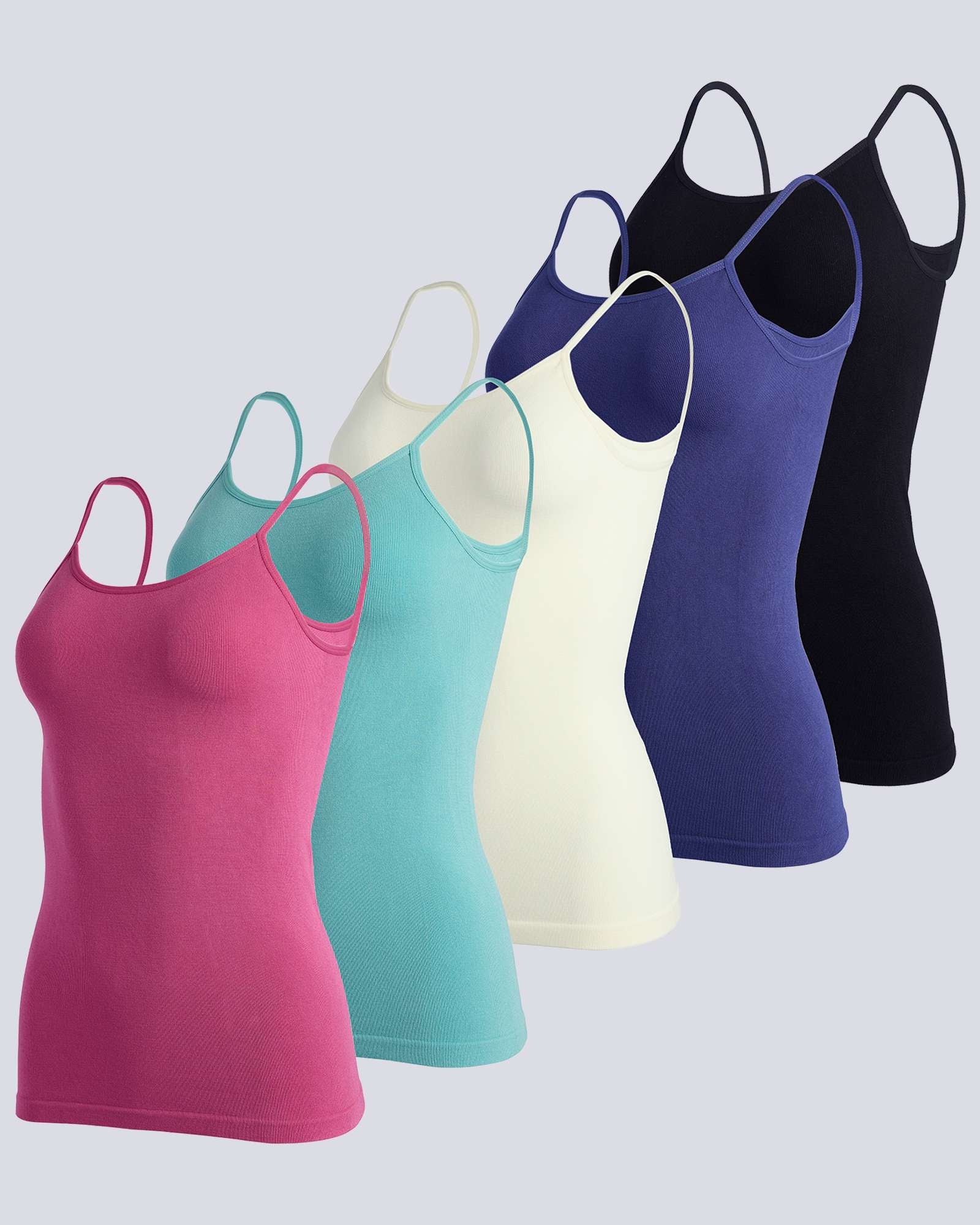 5 Pack: Women's Ribbed Spaghetti Strap Camisole