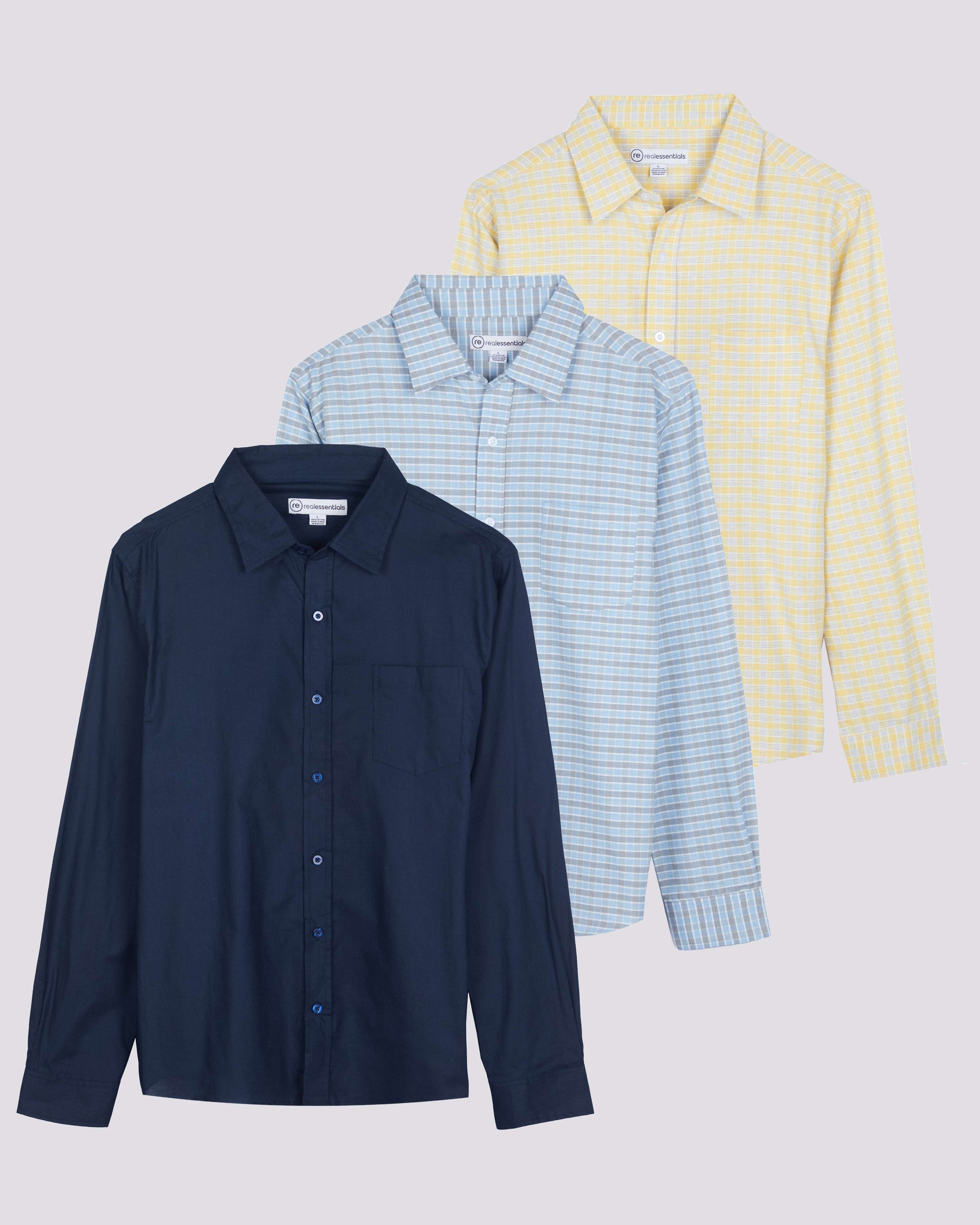 3 Pack: Men's Big & Tall Regular-Fit Long Sleeve Poplin Shirt