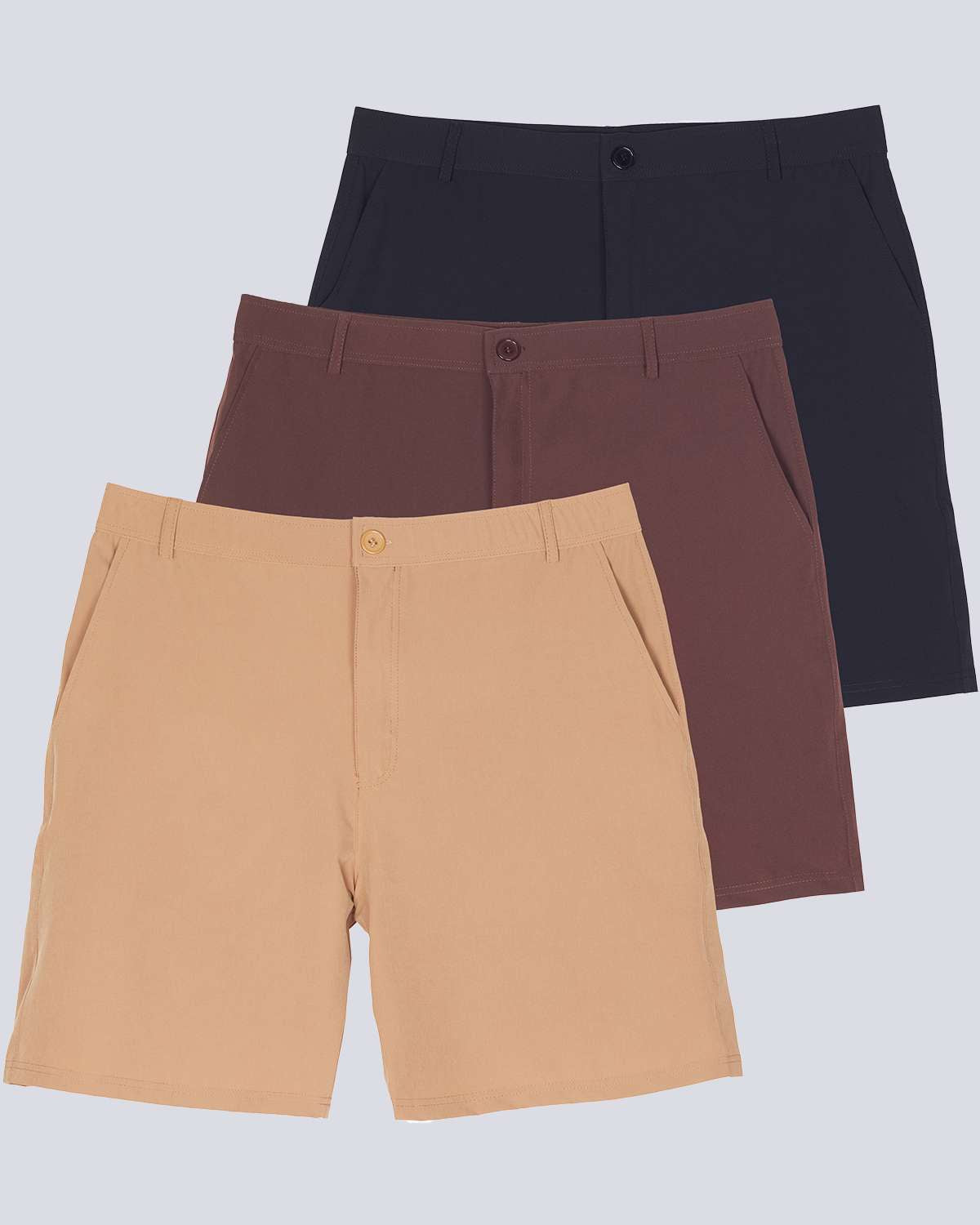 3 Pack: Men's 7" Golf Shorts
