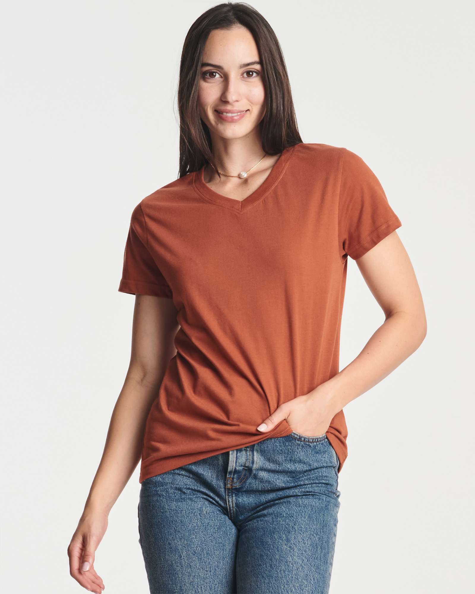 4 Pack: Women's Short-Sleeve V-Neck T-Shirt (Available in Plus Size)