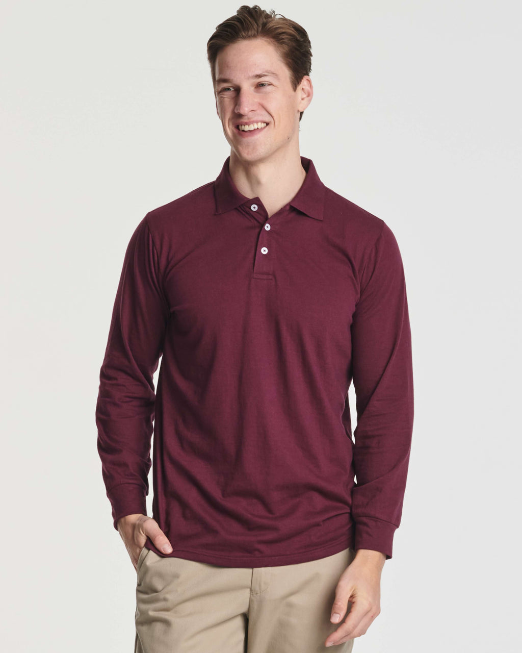 3 Pack: Men's Cotton Jersey Long-Sleeve Polo Shirt (Available in Big & Tall)