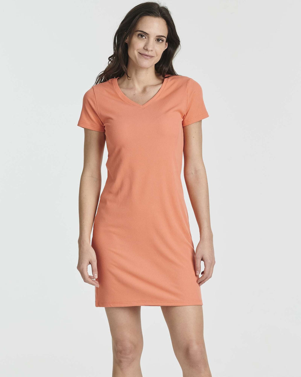 3 Pack: Women's Ribbed Knit Short-Sleeve V-Neck Swing Dress