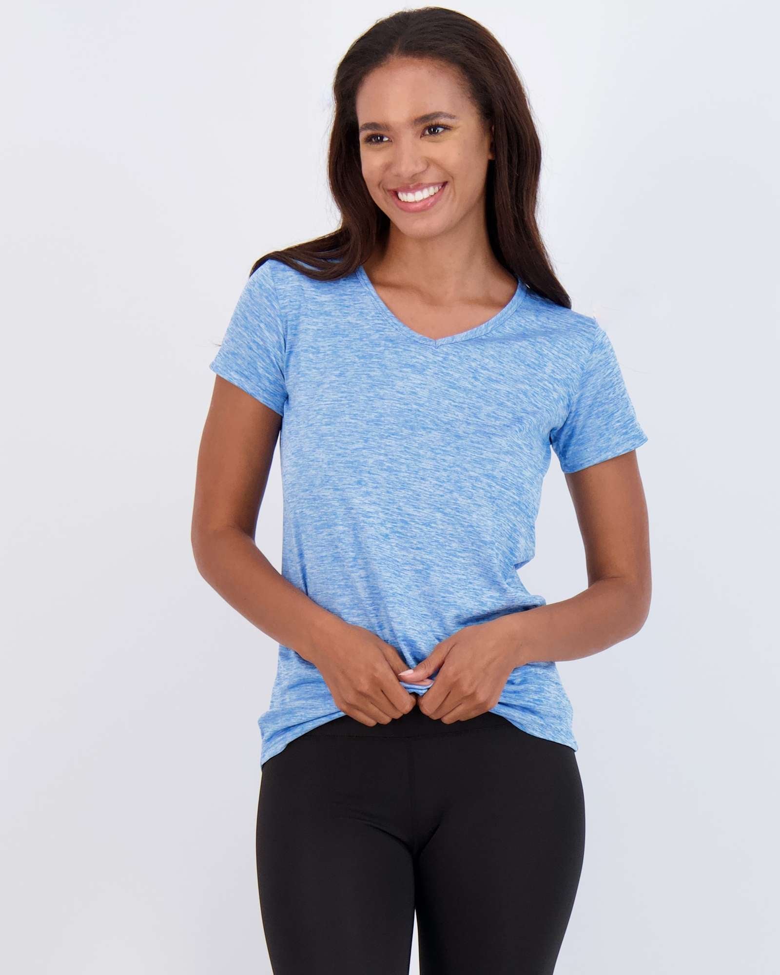 5 Pack: Womens Short Sleeve Dry-Fit V-Neck T-Shirt