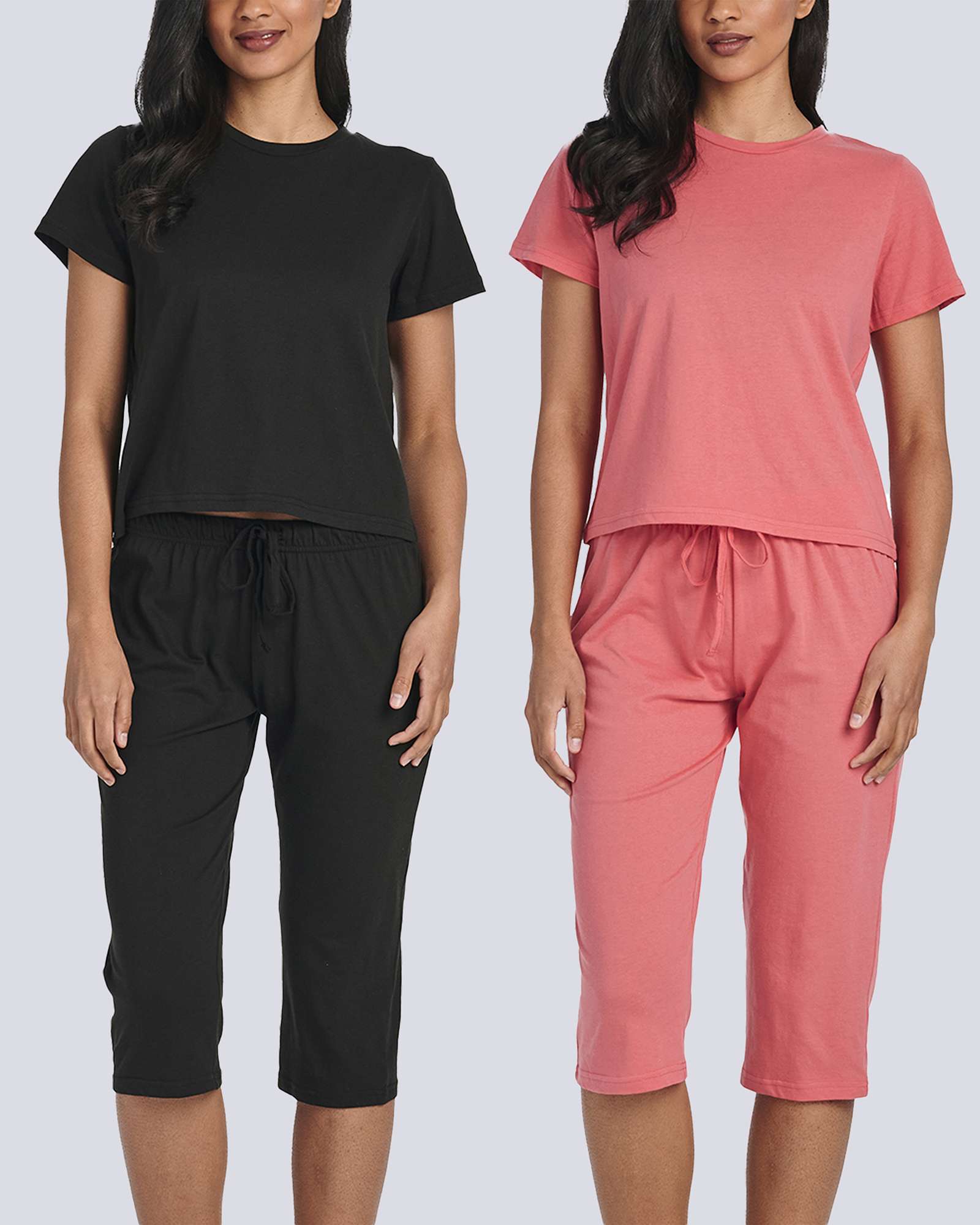 2 Pack: Women's Cotton Pajamas with Capri Pants