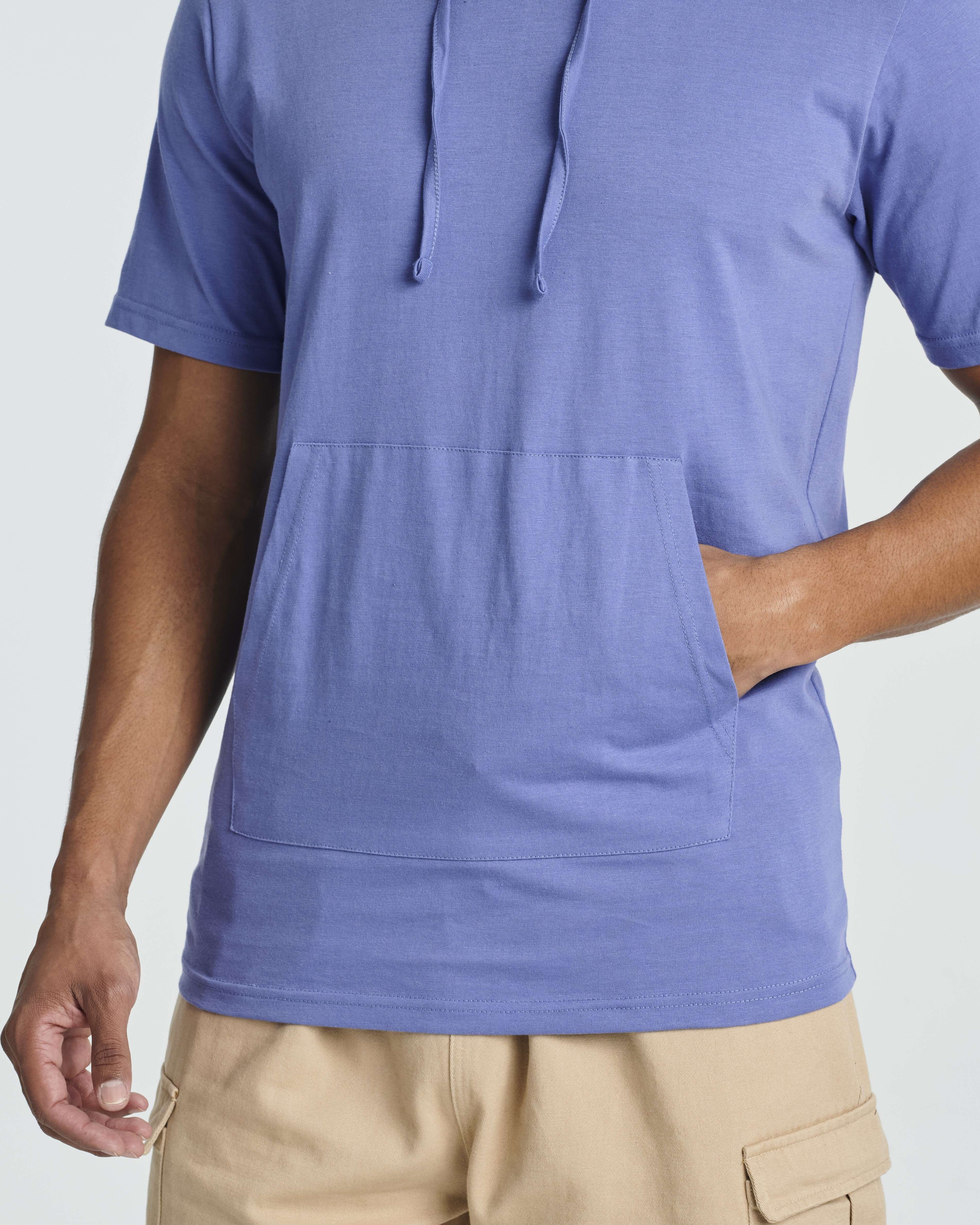 Men's Cotton Short-Sleeve Hoodie Hooded T-Shirt With Drawstring & Pockets (Available in Big & Tall)