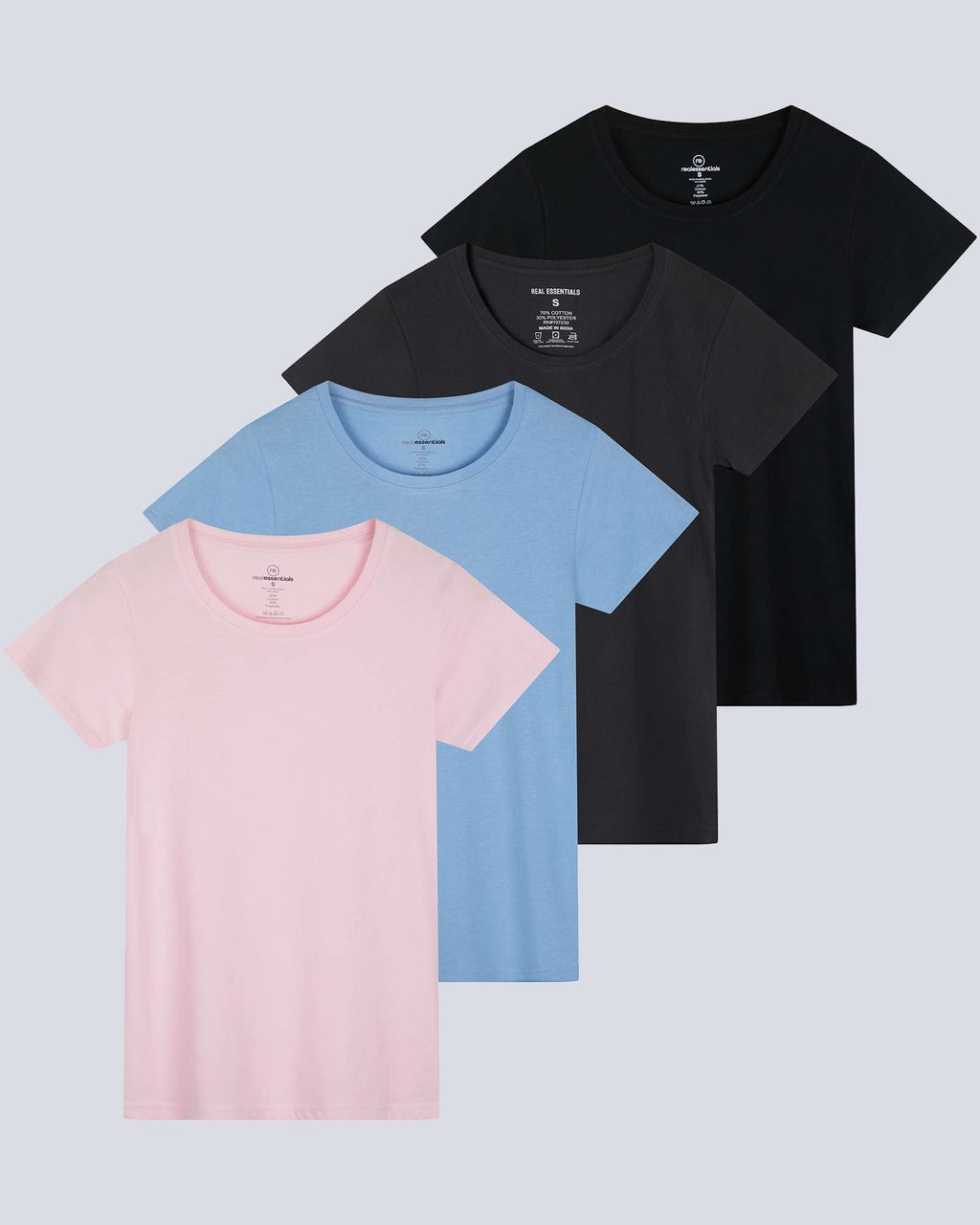 4 Pack: Women's Classic-Fit Cotton Short-Sleeve Scoop Crew Neck T-Shirt (Available in Plus Size)