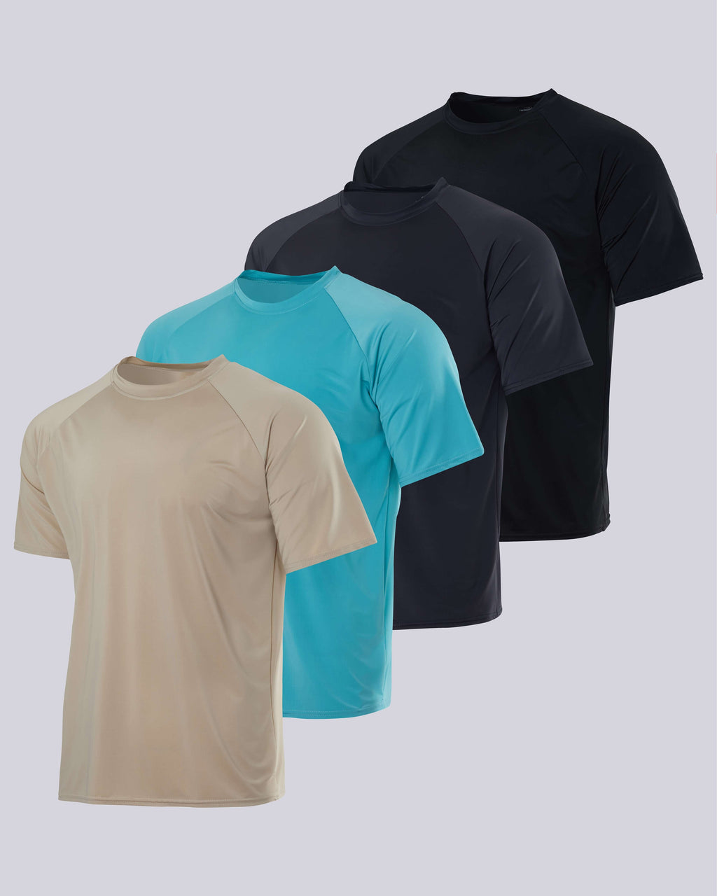 4 Pack: Men's Short Sleeve Rash Guard Shirt (Available In Big & Tall)