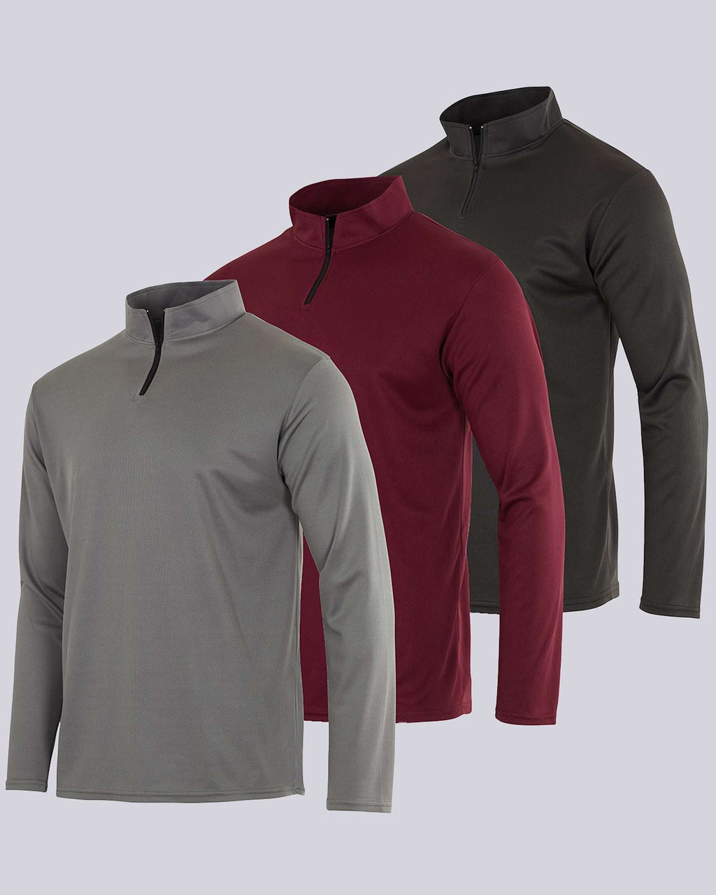 3 Pack: Mens Mesh Active Quarter Zip Pullover
