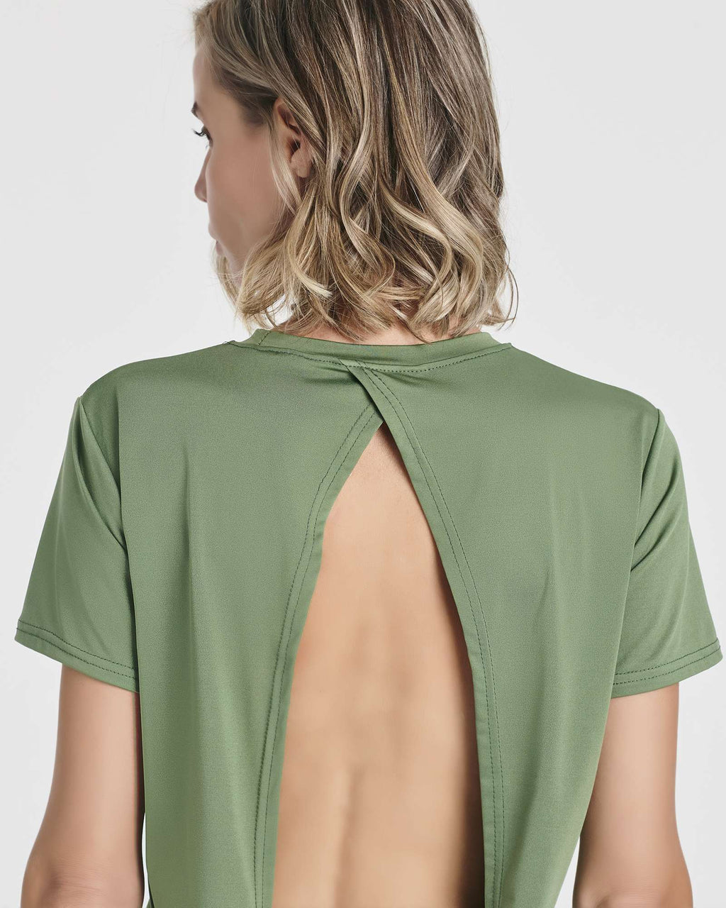 5 Pack: Women's Short Sleeve Open Back Tie Back Dry-Fit T-Shirt