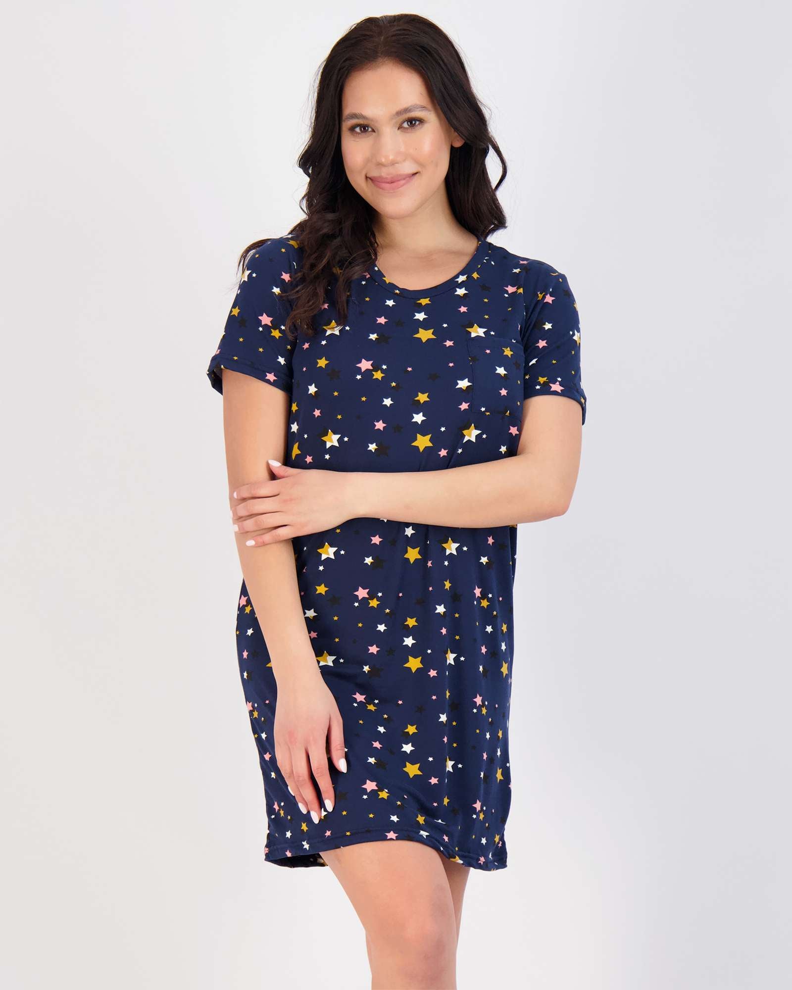 3 Pack: Womens Short-Sleeve Ultra-Soft Nightshirt Sleep Dress