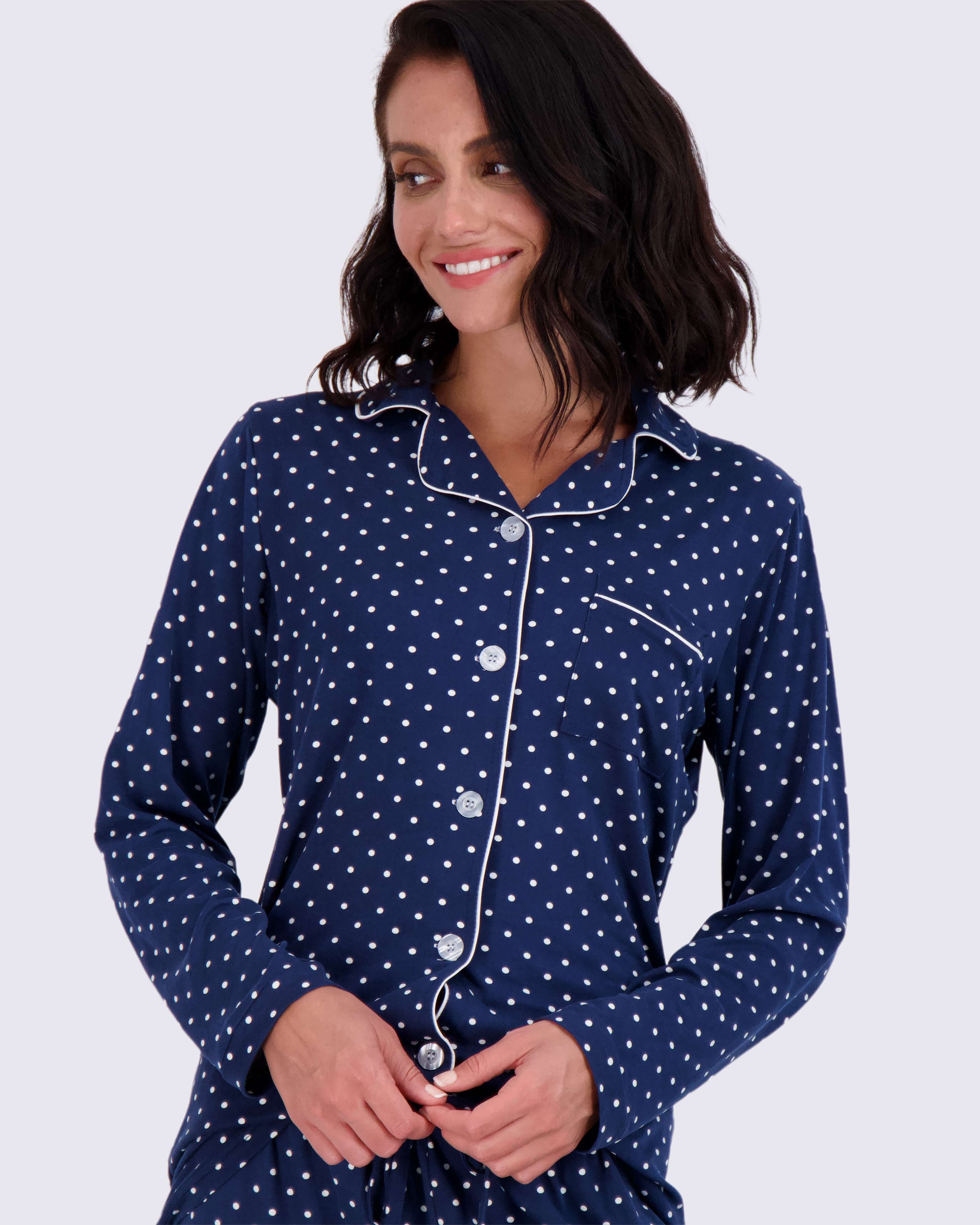 4 Piece: Women’s Long Sleeve Button Down Pajama Set