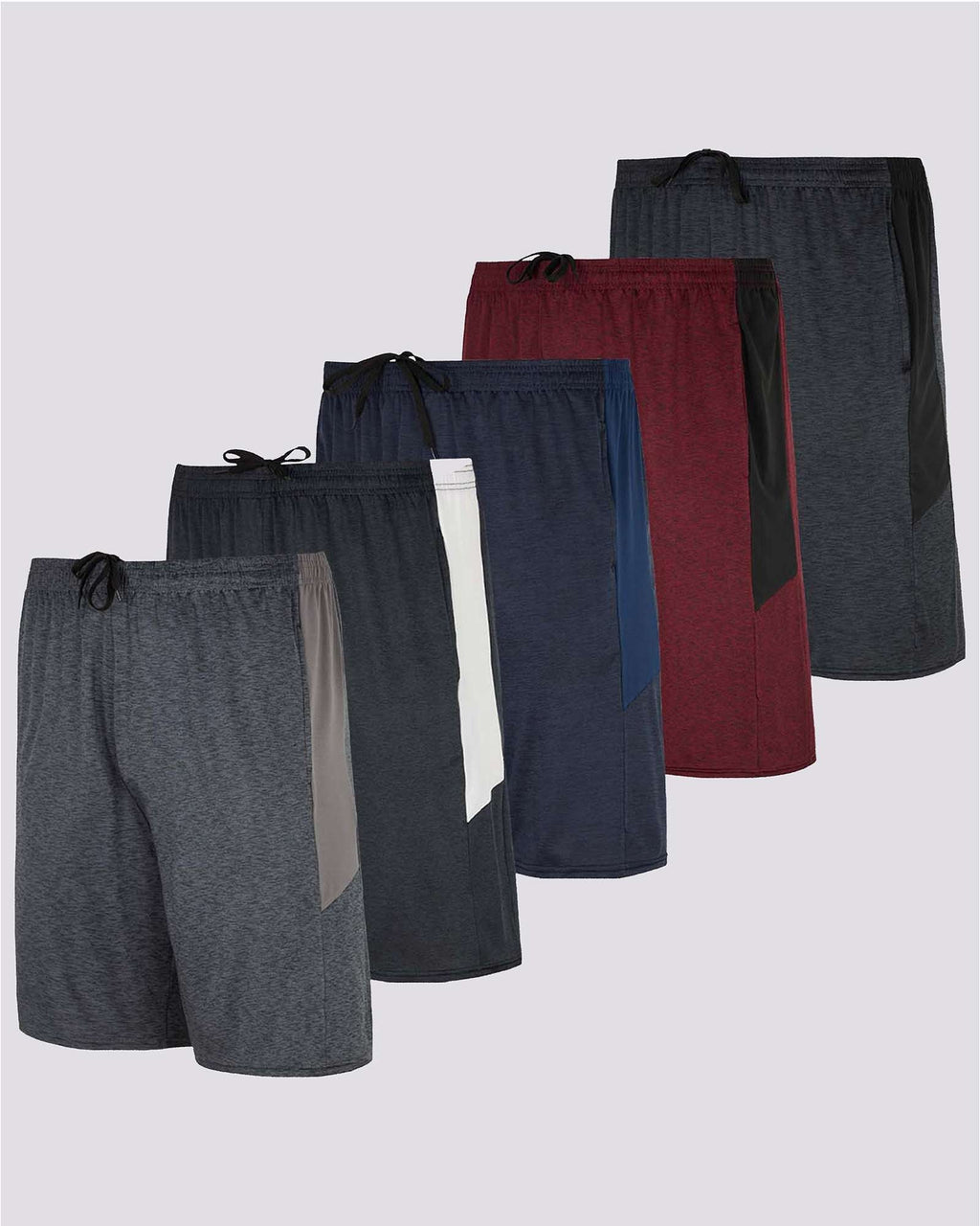 5 Pack: Mens Dry-Fit Active Performance Shorts