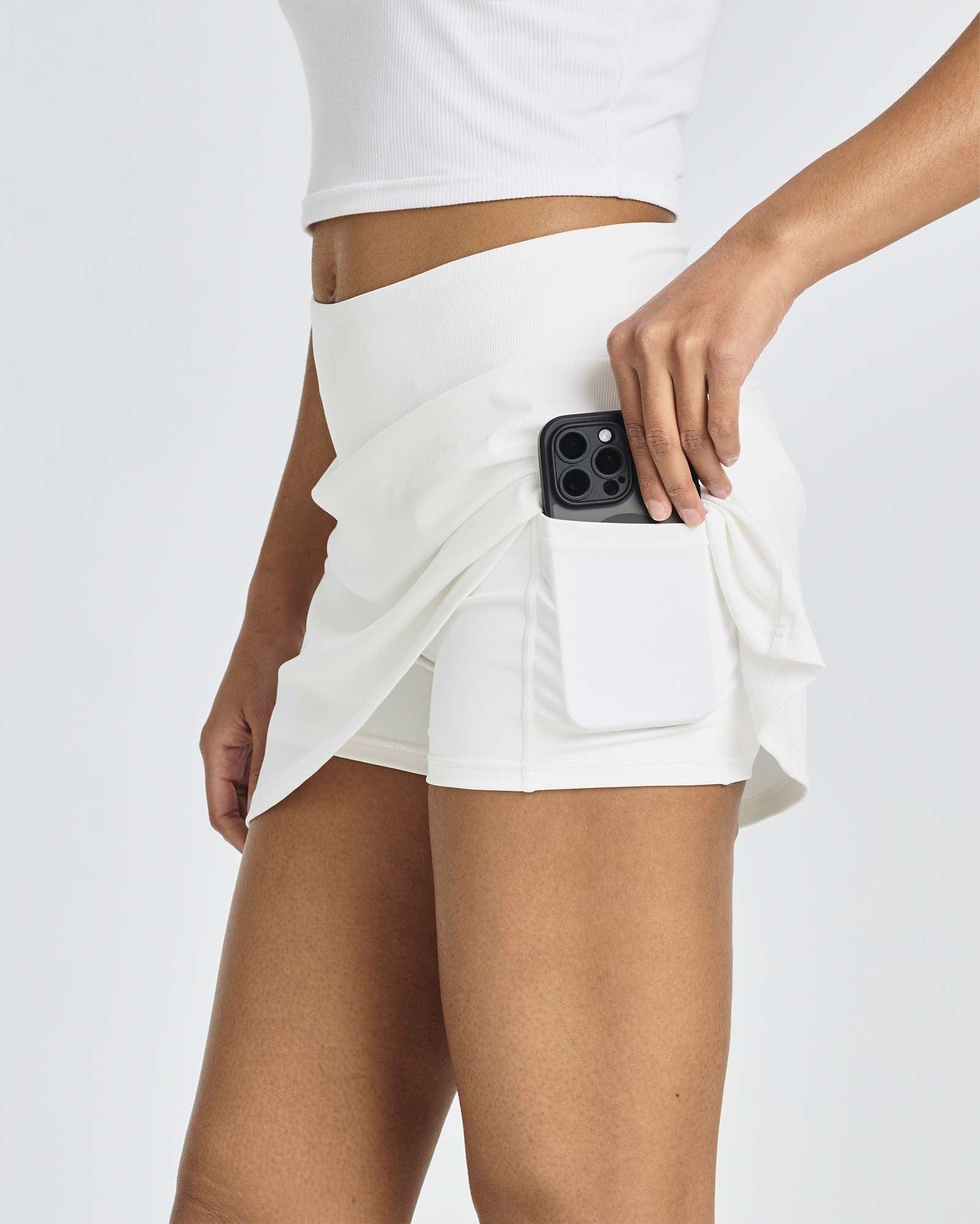 4 Pack: Women's Ribbed Active Skort with Pockets