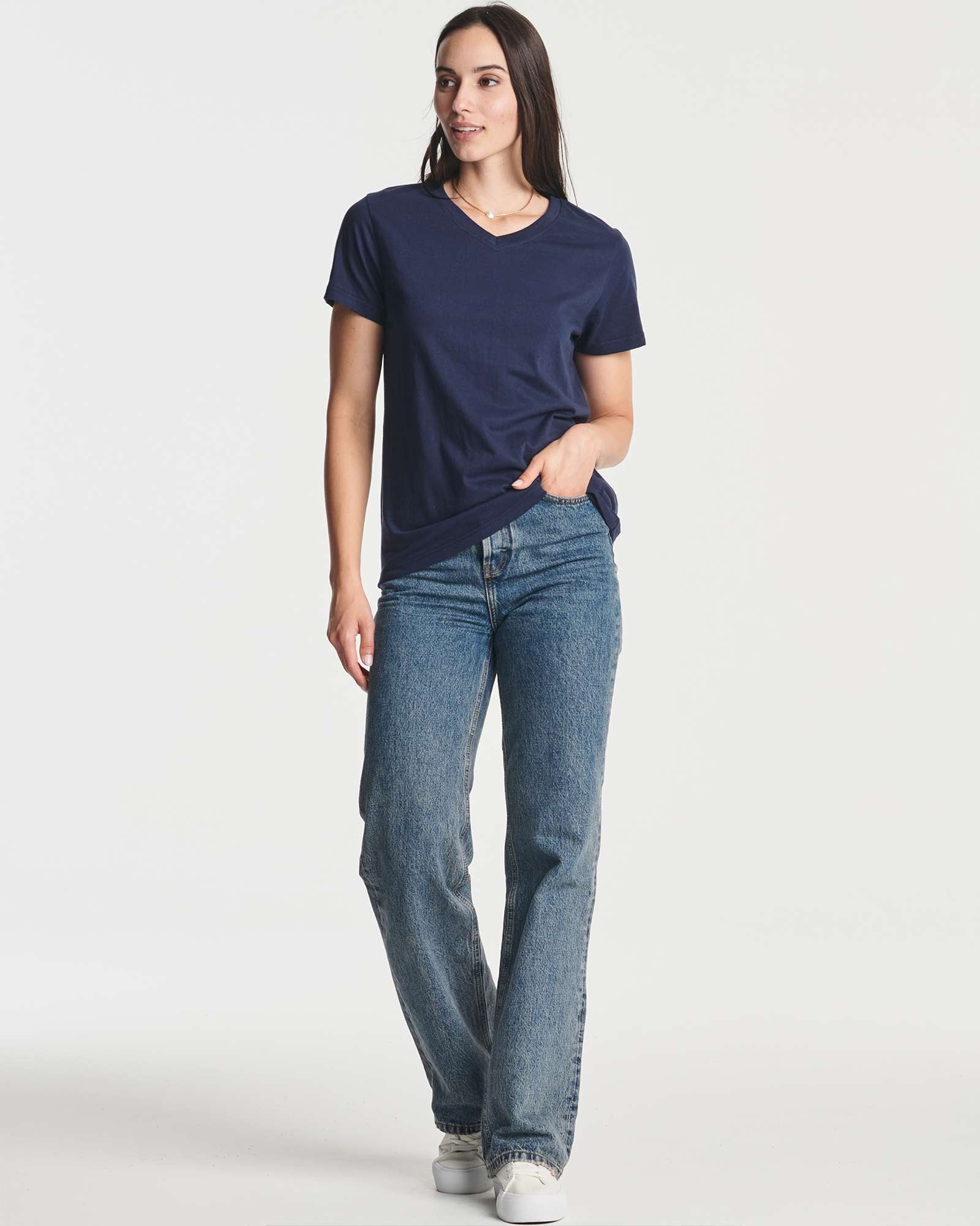 4 Pack: Women's Plus Short-Sleeve V-Neck T-Shirt