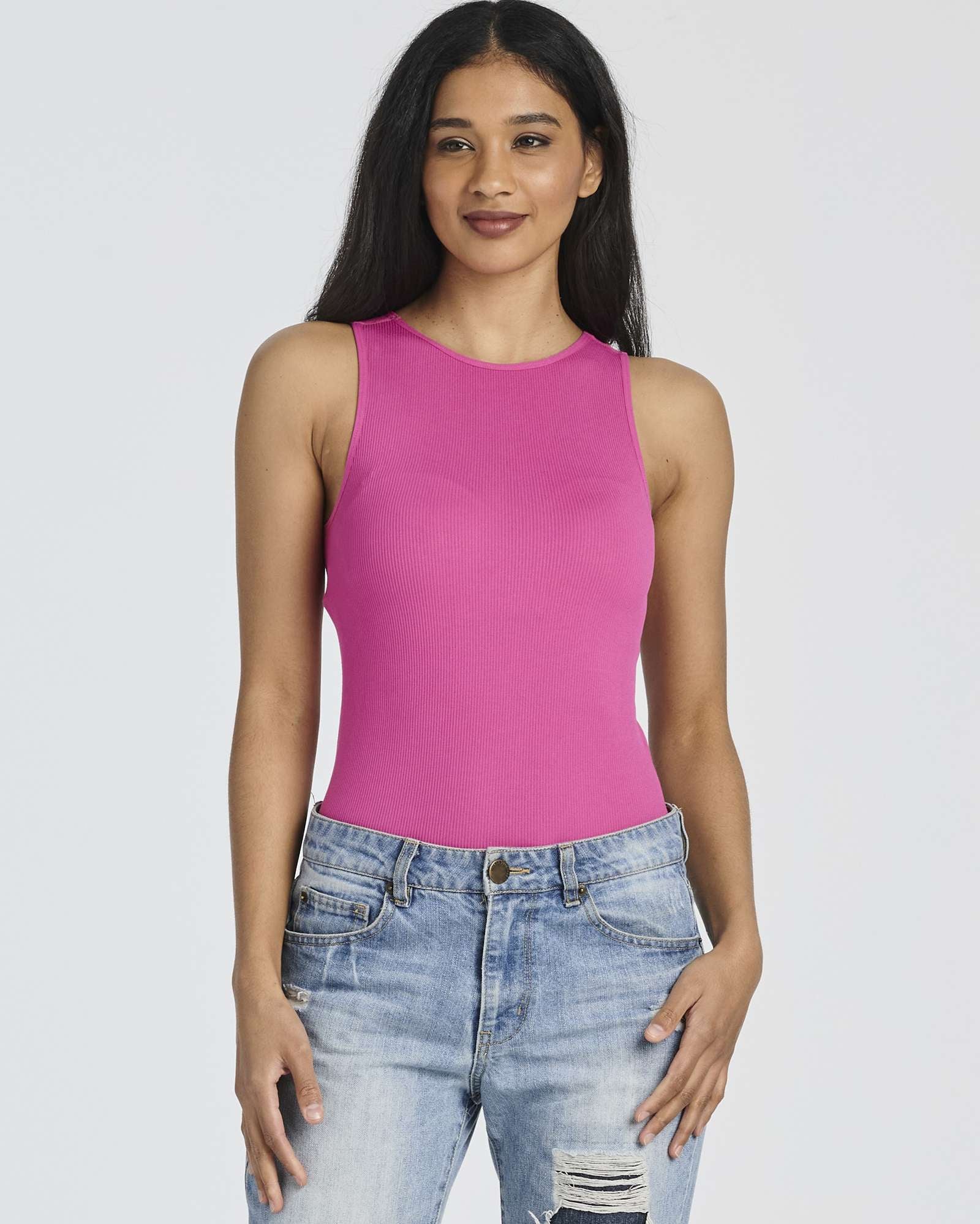 3 Pack: Women's Ribbed Sleeveless Bodysuit Tank Tops