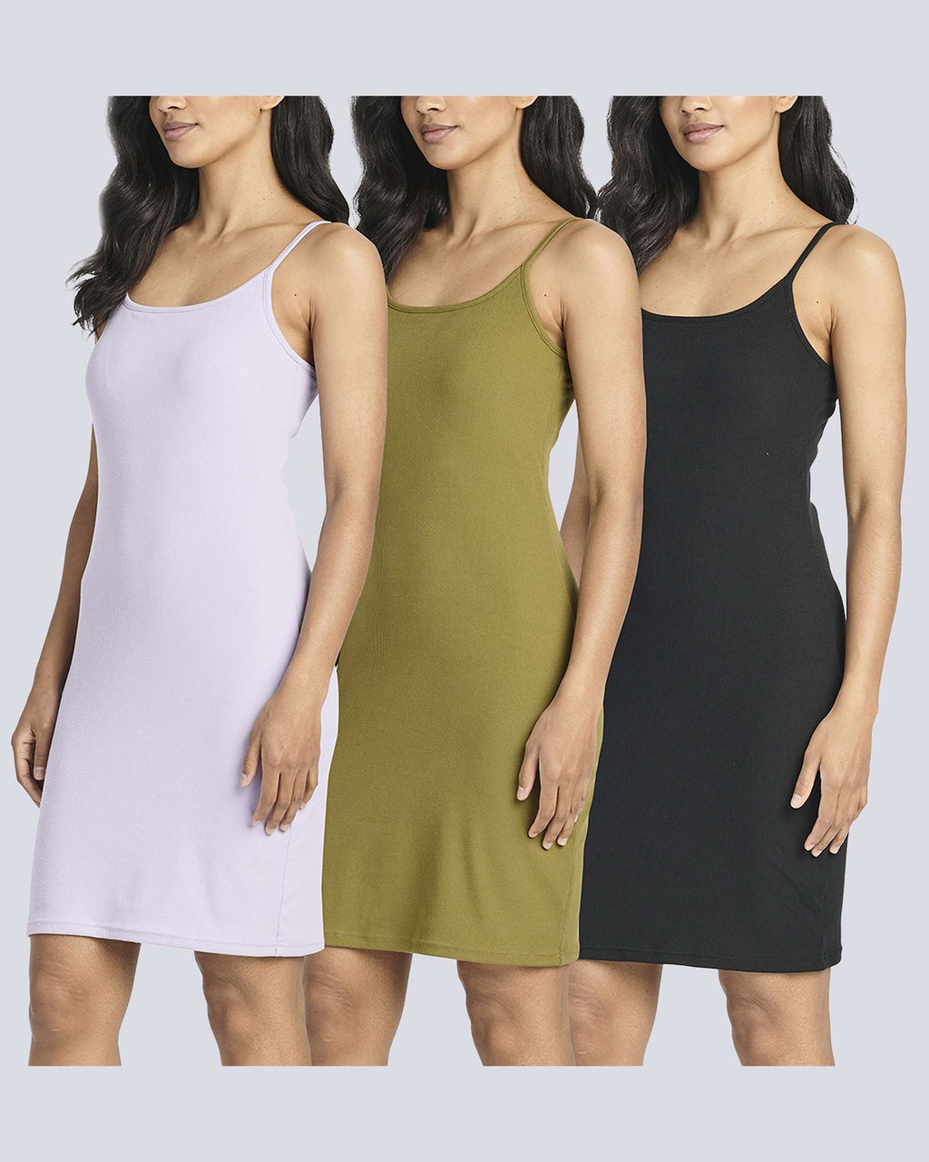 3 Pack: Women's Spaghetti Strap Tank Ribbed Mini Dress