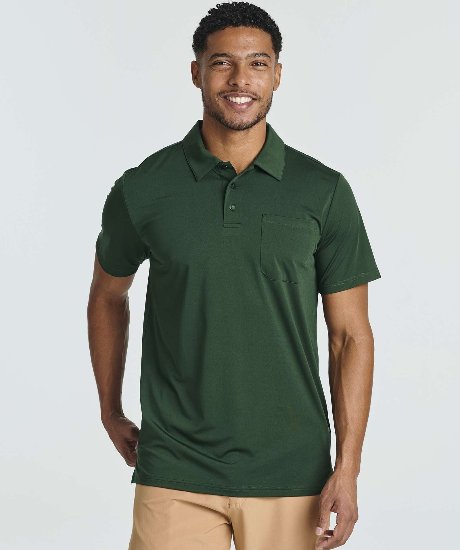 3 Pack: Men's Short Sleeve Pocket Polo Shirt (Available in Big & Tall)