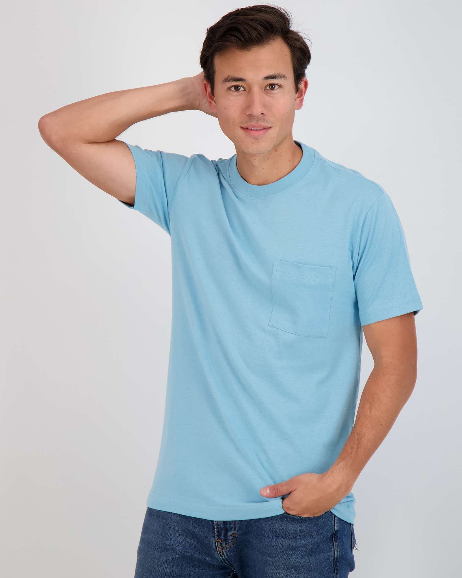 4 Pack: Mens Cotton Short Sleeve Crew Neck Pocket T-Shirt