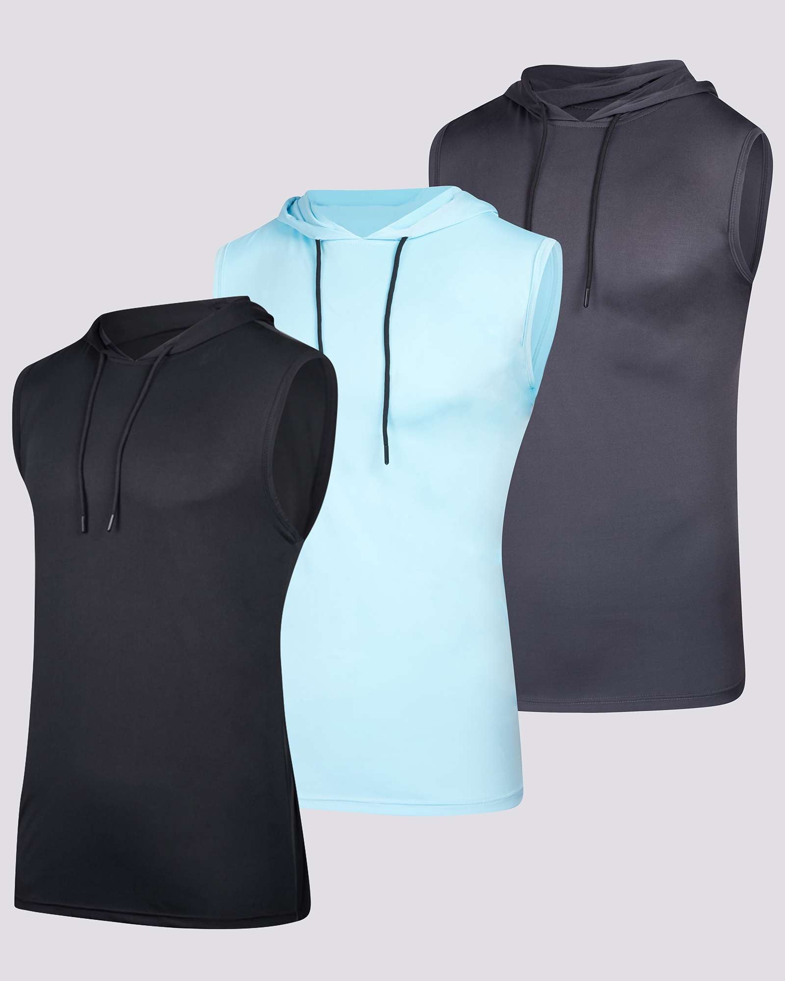 3 Pack: Men’s Dry-Fit Active Tank Top Hoodie