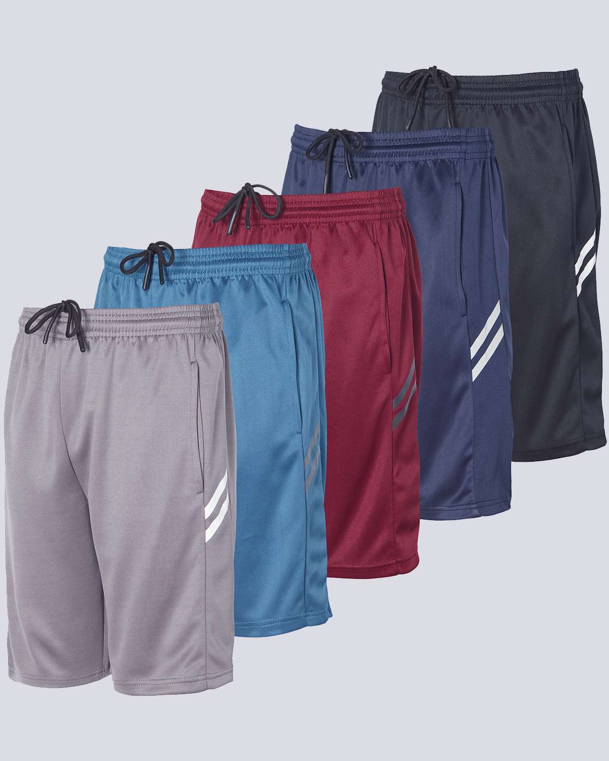 5 Pack: Boys' Athletic Basketball Shorts