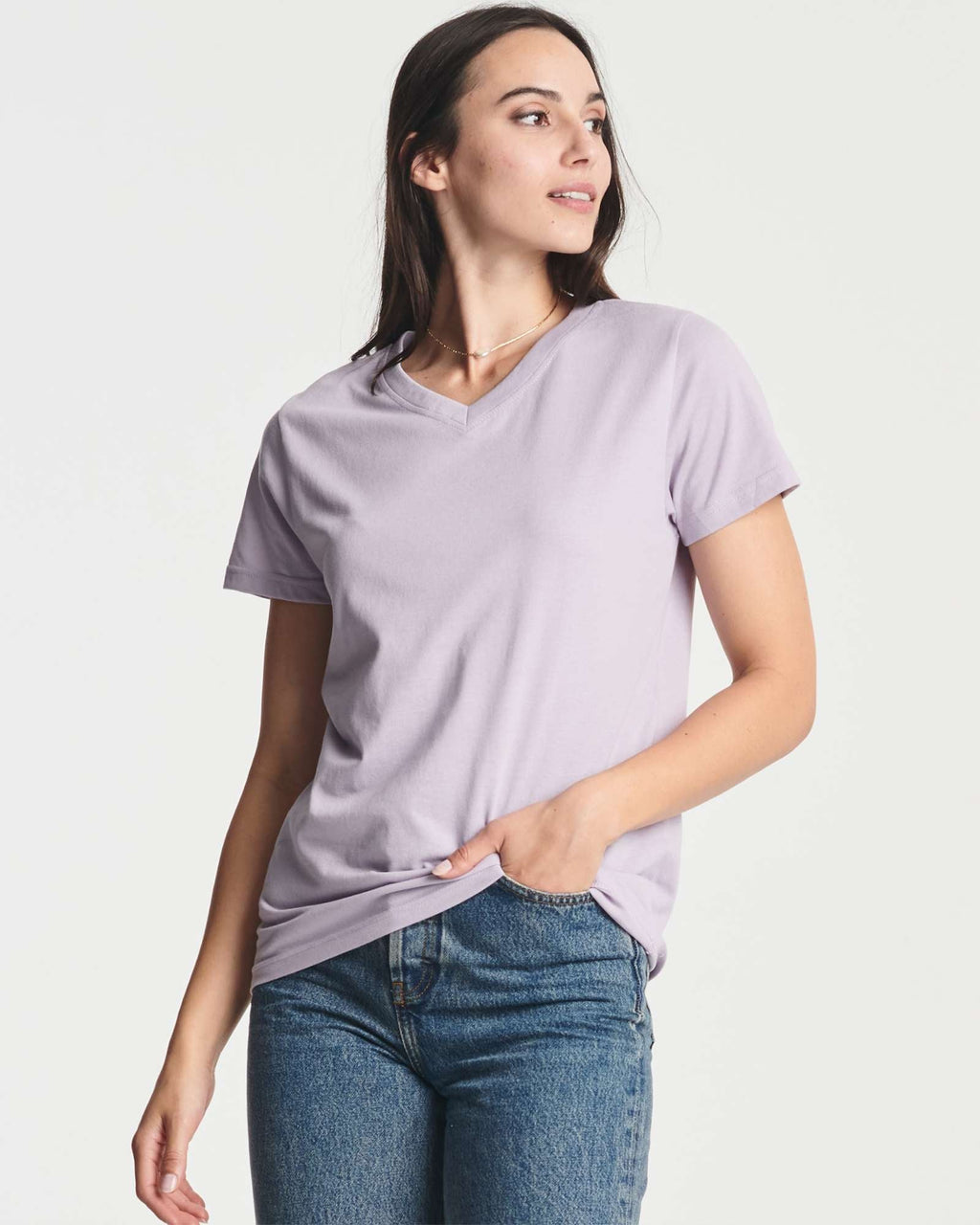 4 Pack: Women's Plus Short-Sleeve V-Neck T-Shirt