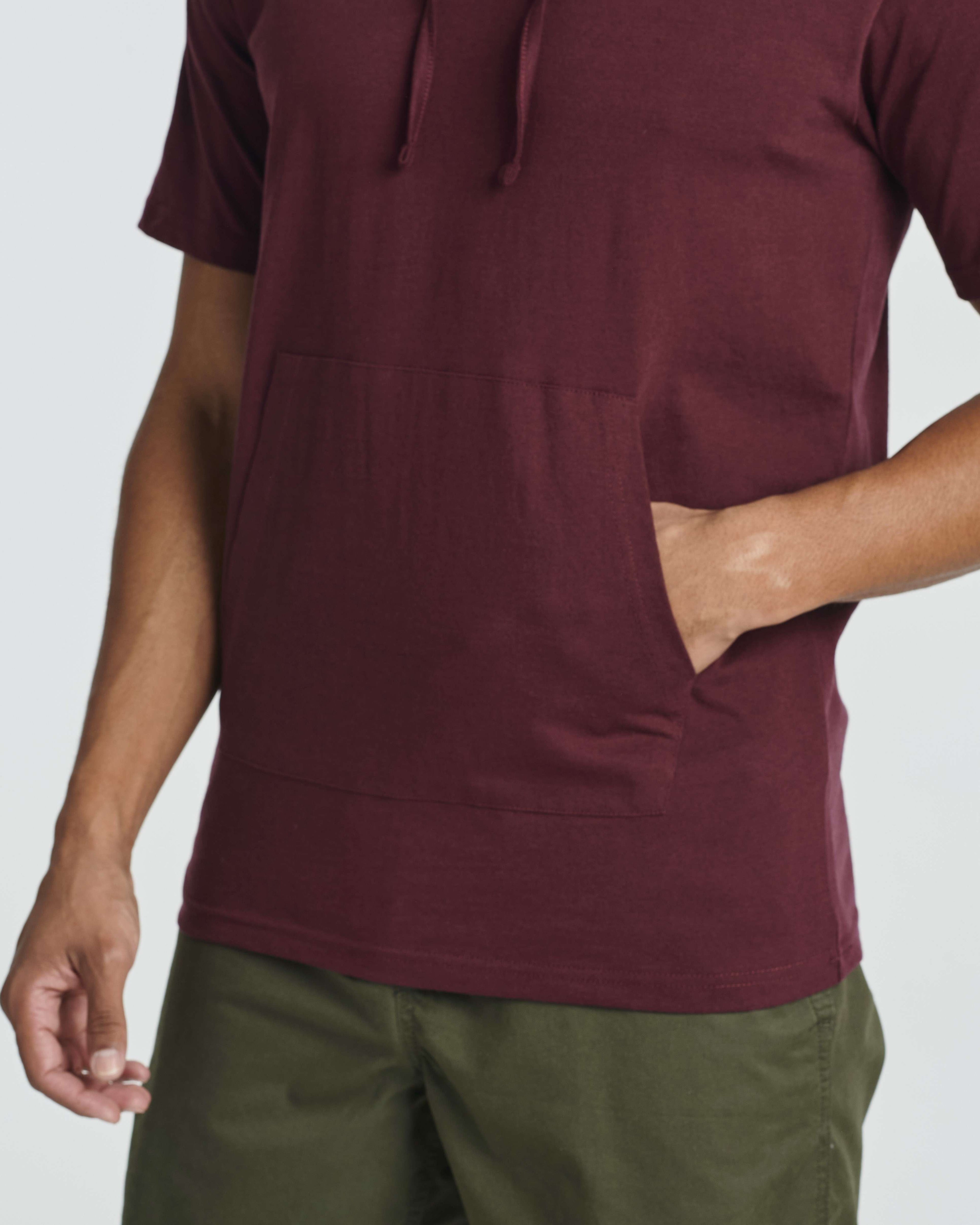 Men's Cotton Short-Sleeve Hoodie Hooded T-Shirt With Drawstring & Pockets (Available in Big & Tall)