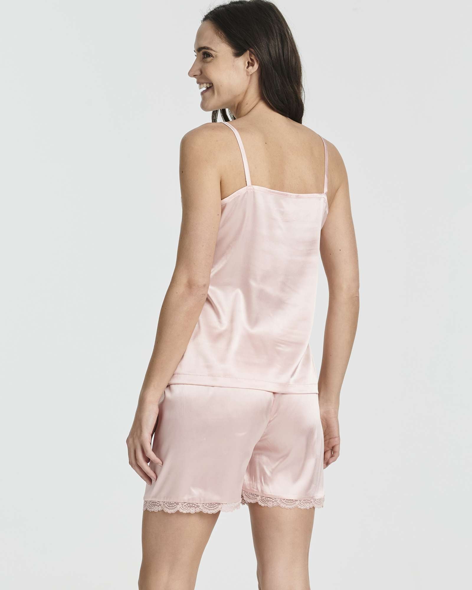 3 Pack: Women's Silk Satin Cami Pajama Set With Shorts Lace Trim Lingerie Sleepwear