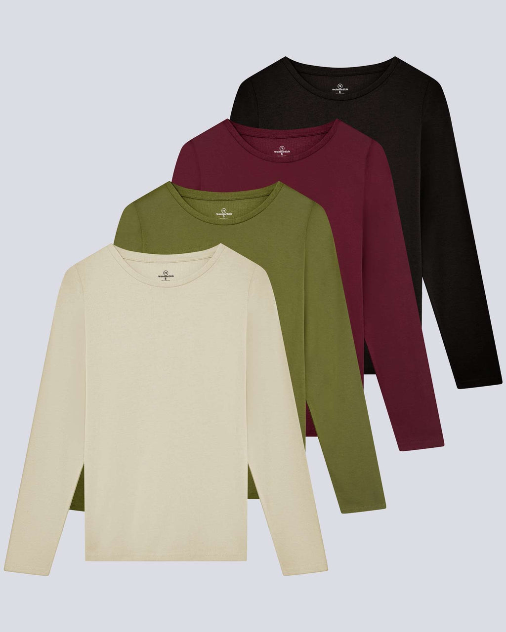 4 Pack: Women's Cotton Classic-Fit Long-Sleeve Crewneck T-Shirt (Available in Plus Size)