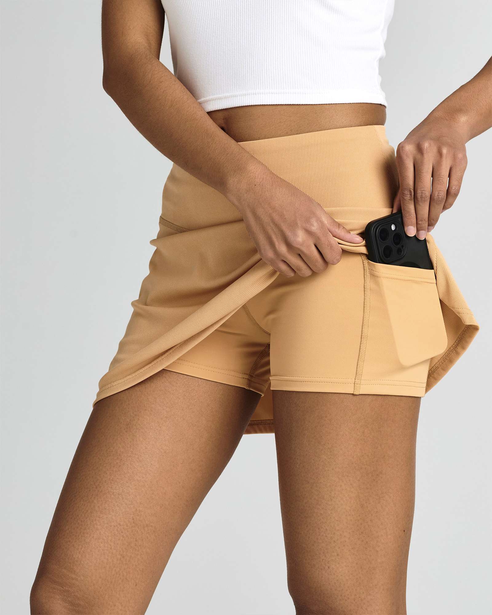 4 Pack: Women's Ribbed Active Skort with Pockets