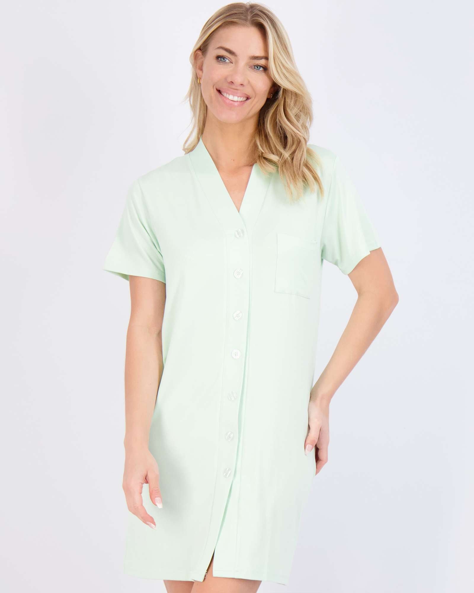 3 Pack: Women's Short Sleeve Button-Down Nightshirt