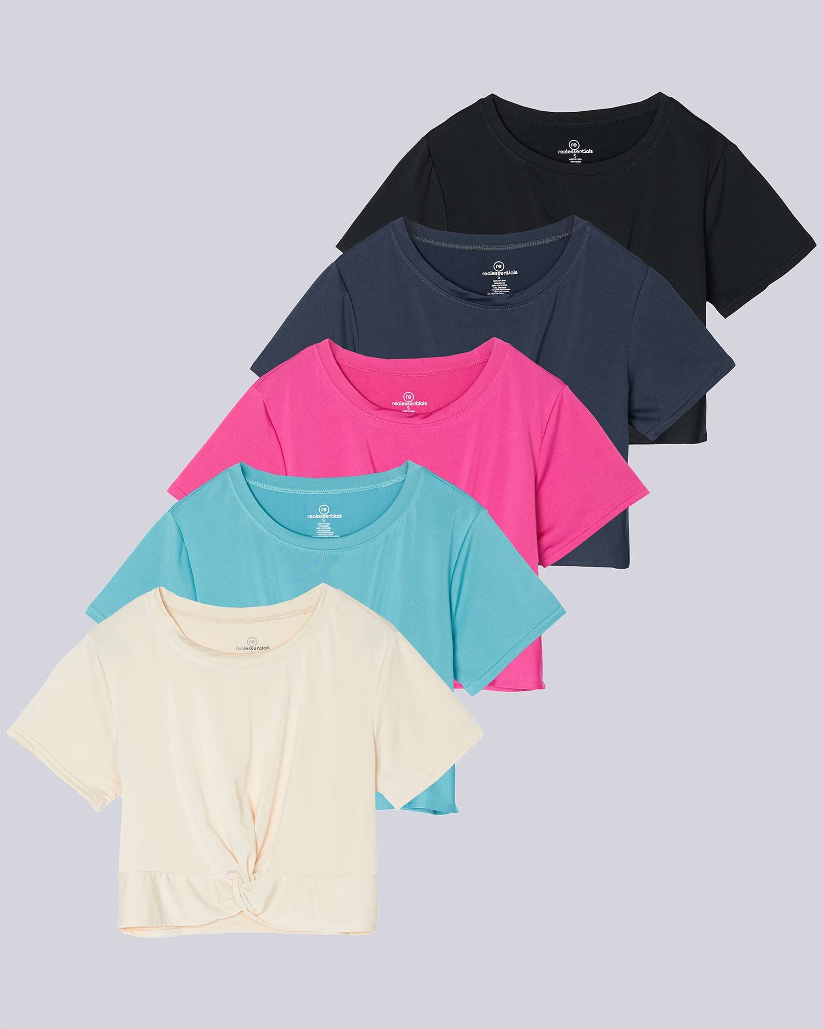 5 Pack: Women's Short Sleeve Twist Front Crop Top