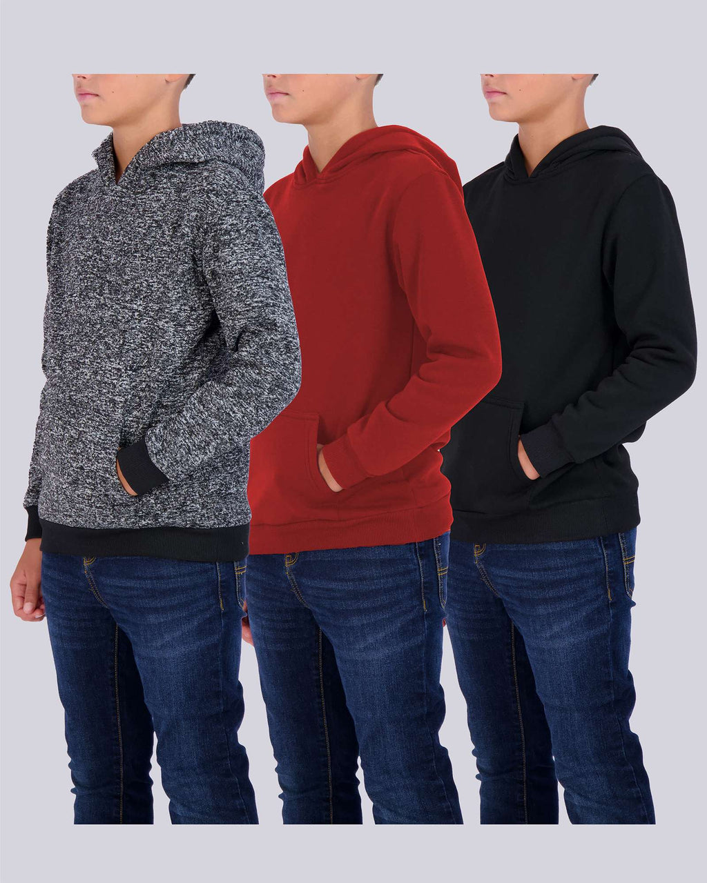 3 Pack: Boys Fleece Pullover Hoodie Sweatshirt
