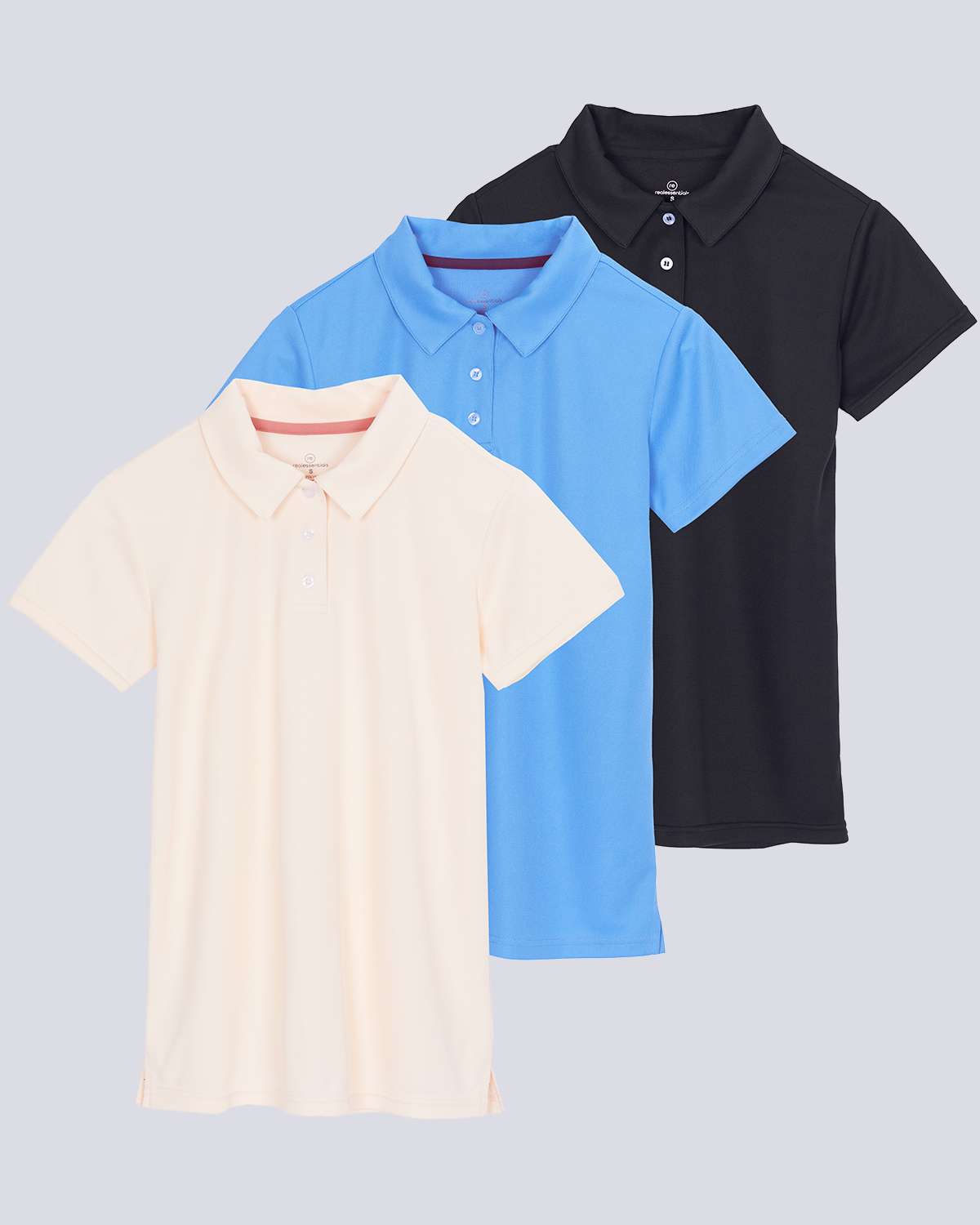 3 Pack: Womens Short Sleeve Dry-Fit Performance Polo Shirt (Available In Plus Size)