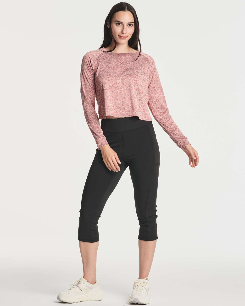 4 Pack: Women's Long Sleeve Petal Back Crop Top (Available in Plus Size)