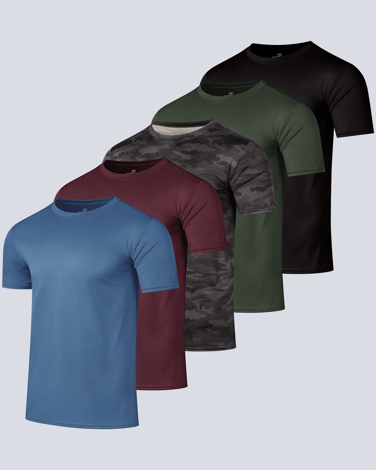 5 Pack: Men’s Mesh Short Sleeve Crew Active T-Shirt