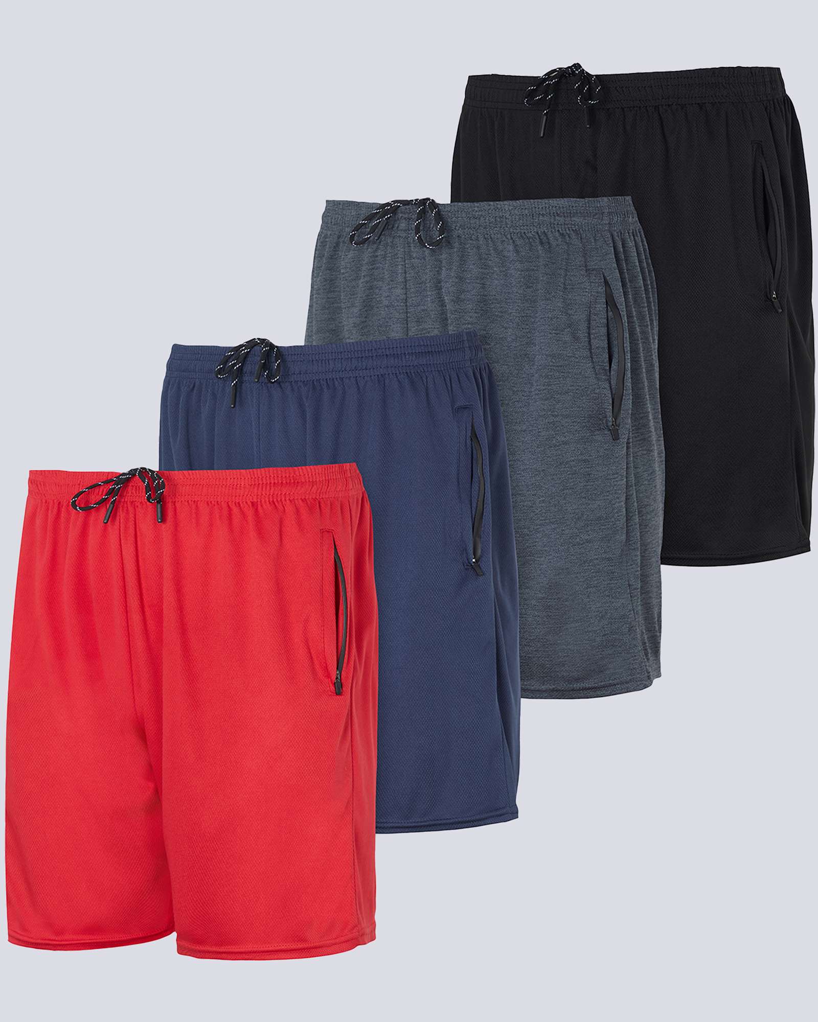4 Pack: 7" Athletic Running Quick Dry Mesh Shorts with Zipper Pockets (Available In Big & Tall)