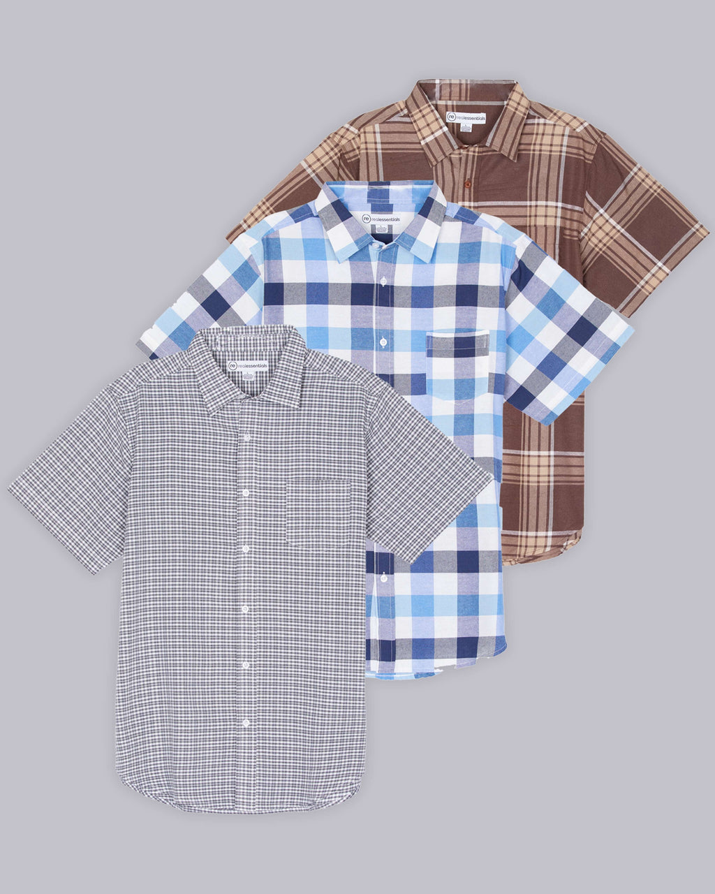 3 Pack: Men's Regular-Fit Short Sleeve Woven Shirt