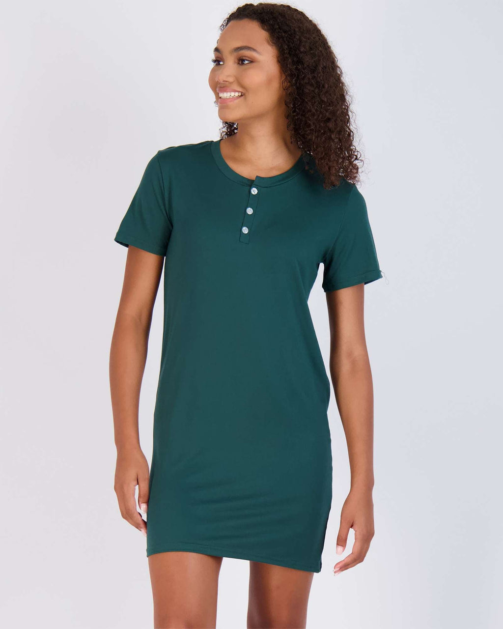 3 Pack: Womens Short Sleeve Henley Nightshirt Nightgown Sleep Dress