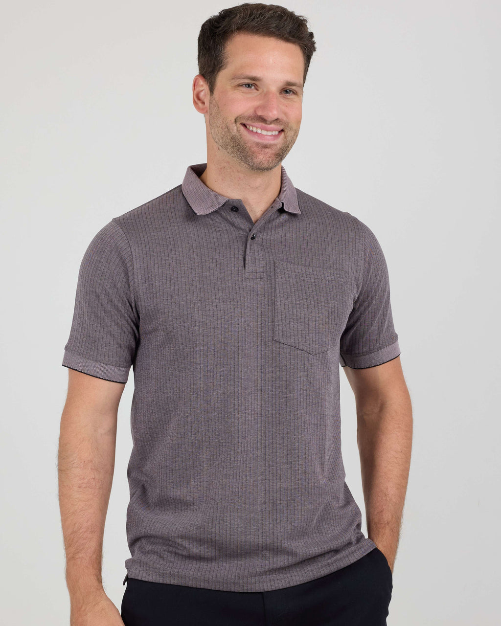 3 Pack: Men's Ribbed CVC SS Polo Shirt With Pocket - Breathable Performance Polo (Available in Big & Tall)