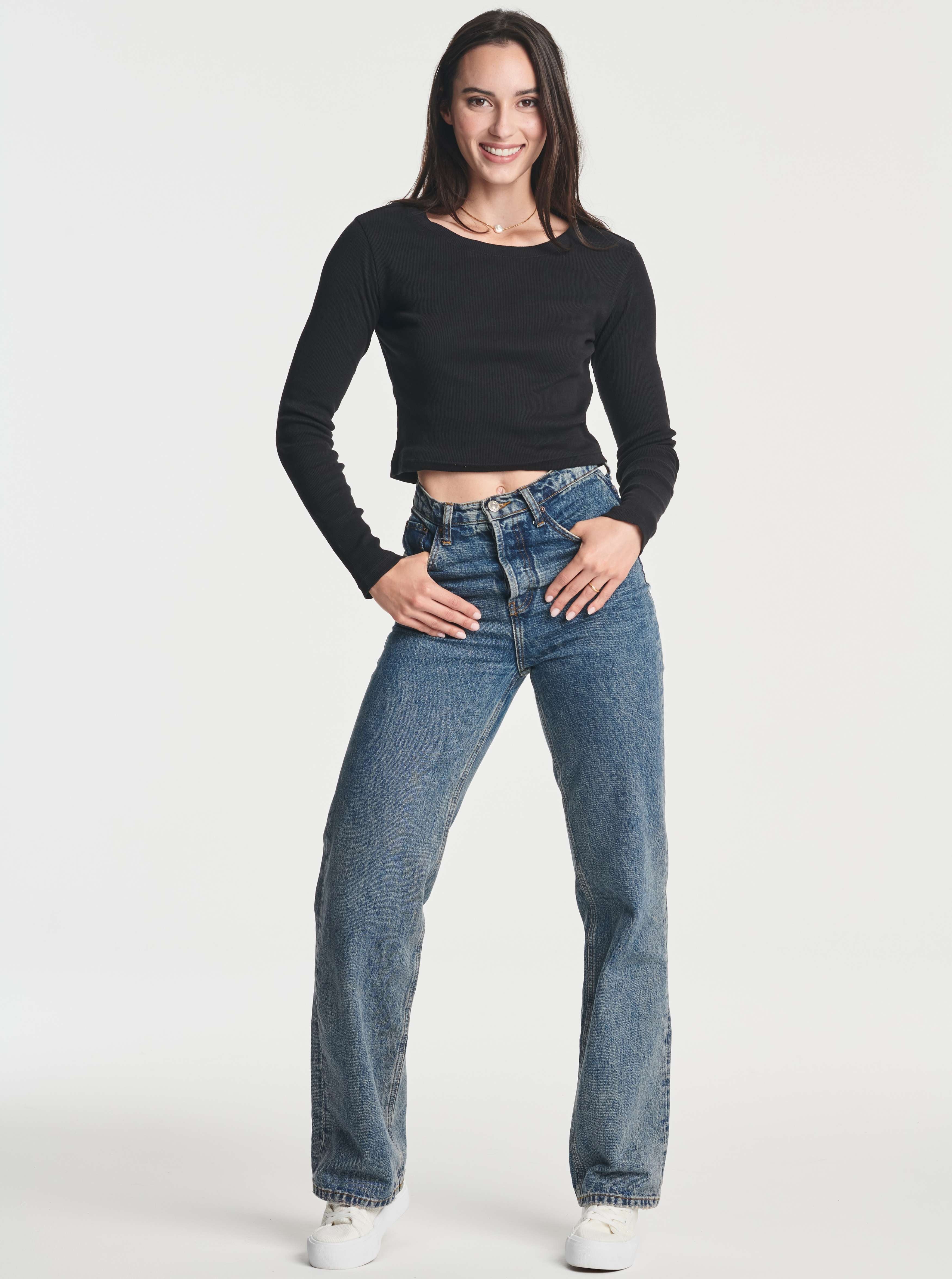 4 Pack: Women's Long Sleeve Ribbed Knit Crop Top (Available in Plus Size)